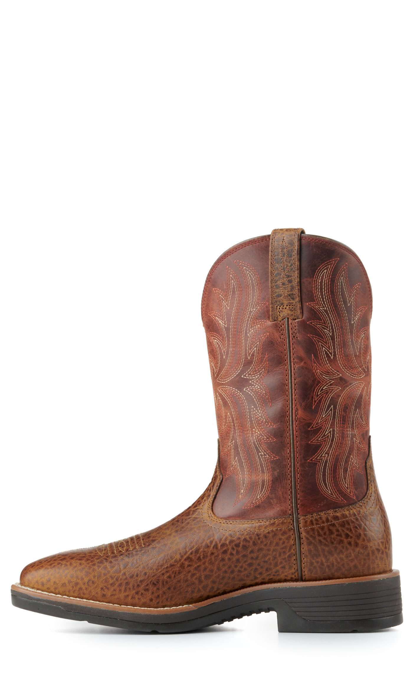 Ariat Men's Ridgeback Orange Rust and Tan Wide Square Toe Cowboy Boots - Image 1