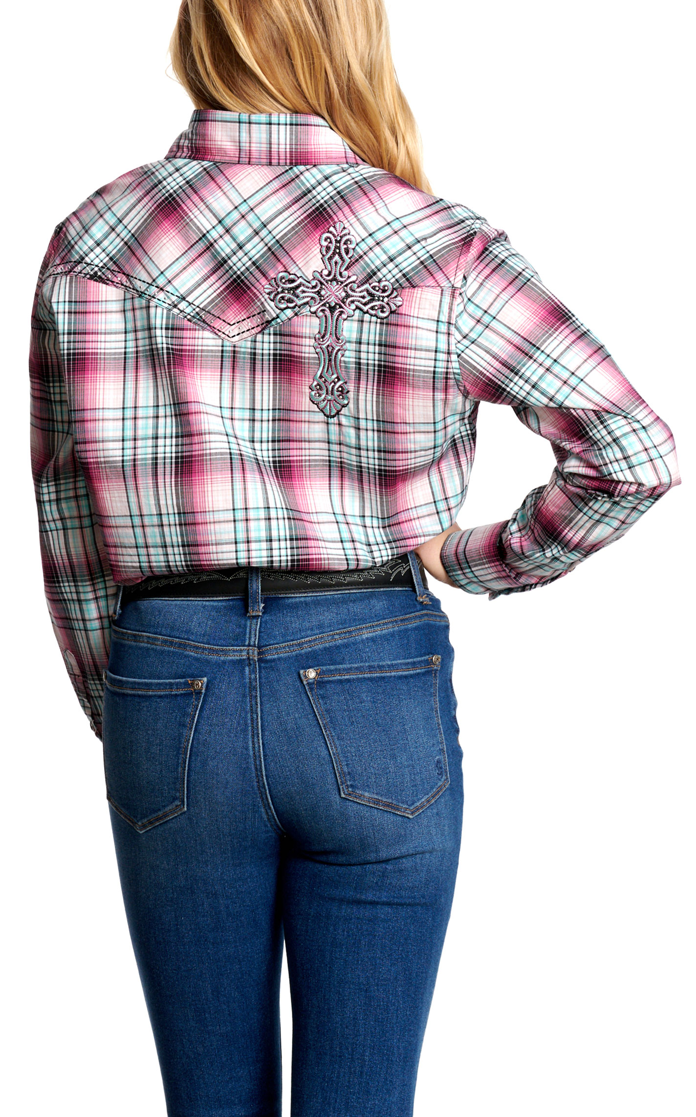 Cowgirl Hardware Women's Rose And Mint Plaid Top - Image 1