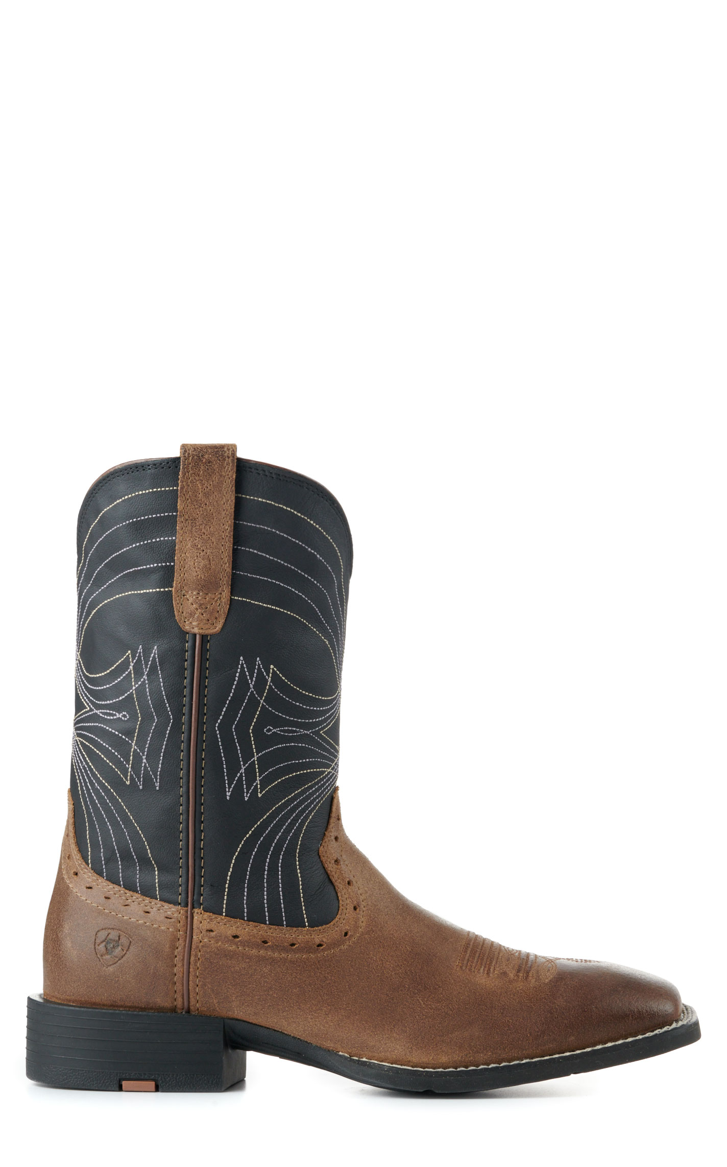 Ariat Men's Sport Barley Brown and Matte Black Wide Square Toe Cowboy Boots - Image 1