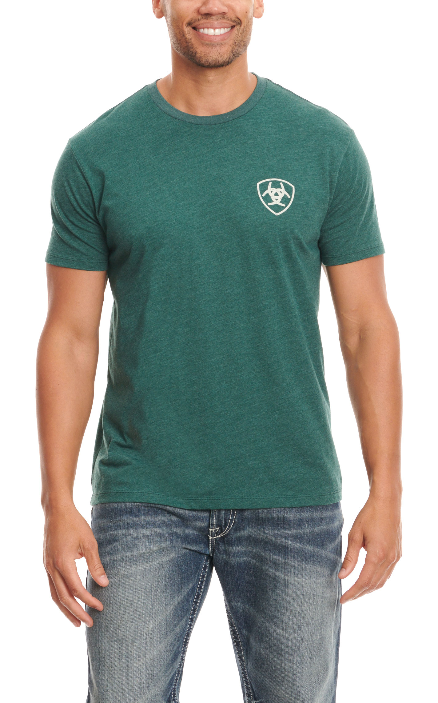Ariat Men's Soft Forest Green & White Logo Graphic Short Sleeve T-Shirt - Image 1