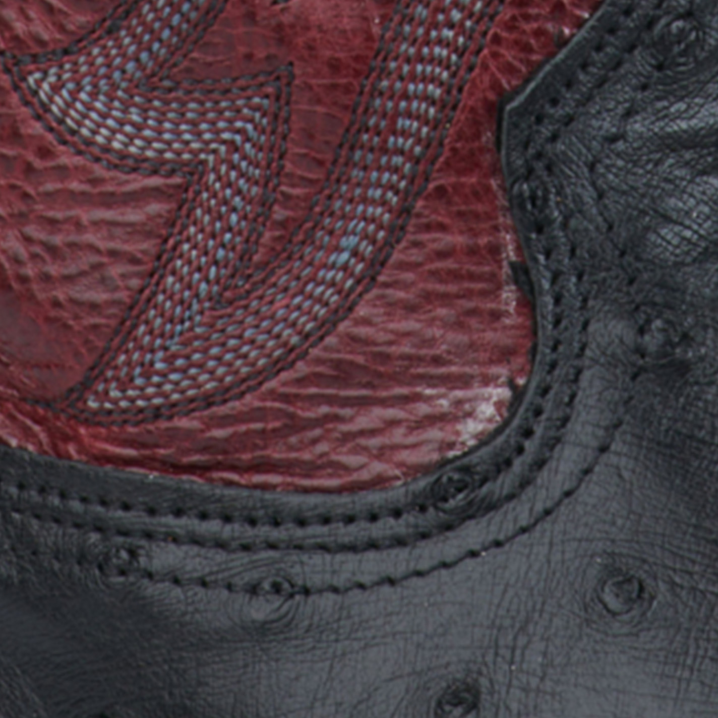 Tony Lama Men's Black Full Quill Ostrich and Dark Red Wide Square Toe Exotic Cowboy Boots - Cavender's Exclusive - Image 1