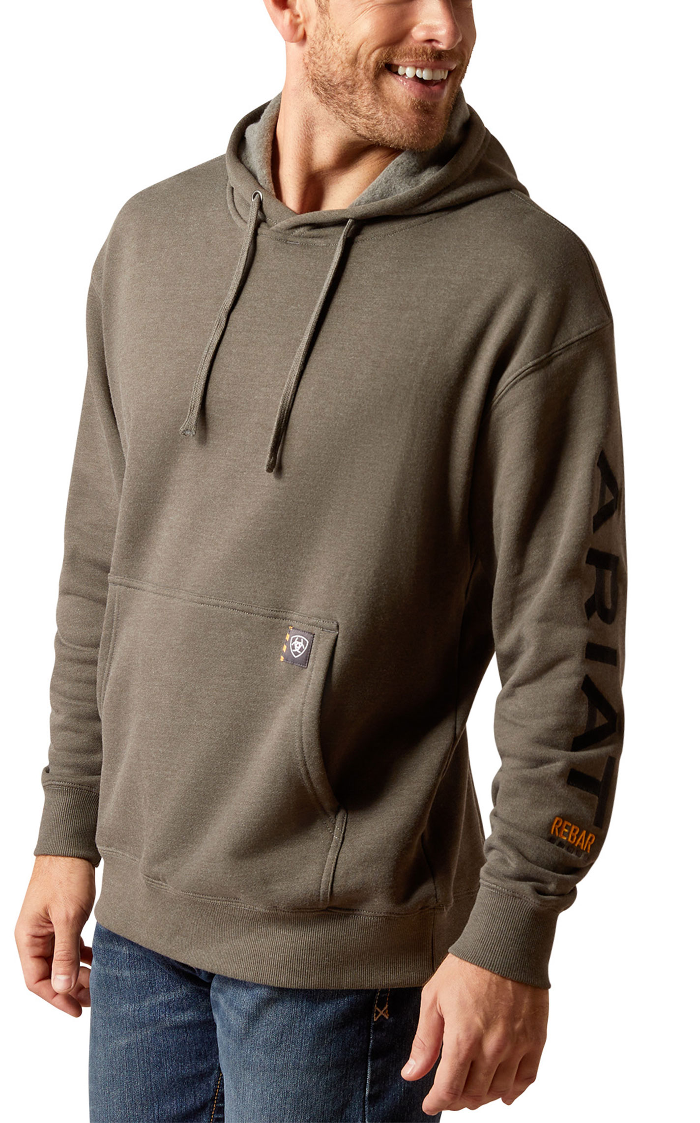 Ariat Men's Rebar All Weather Charcoal with Black Logo Work Hoodie - Image 1