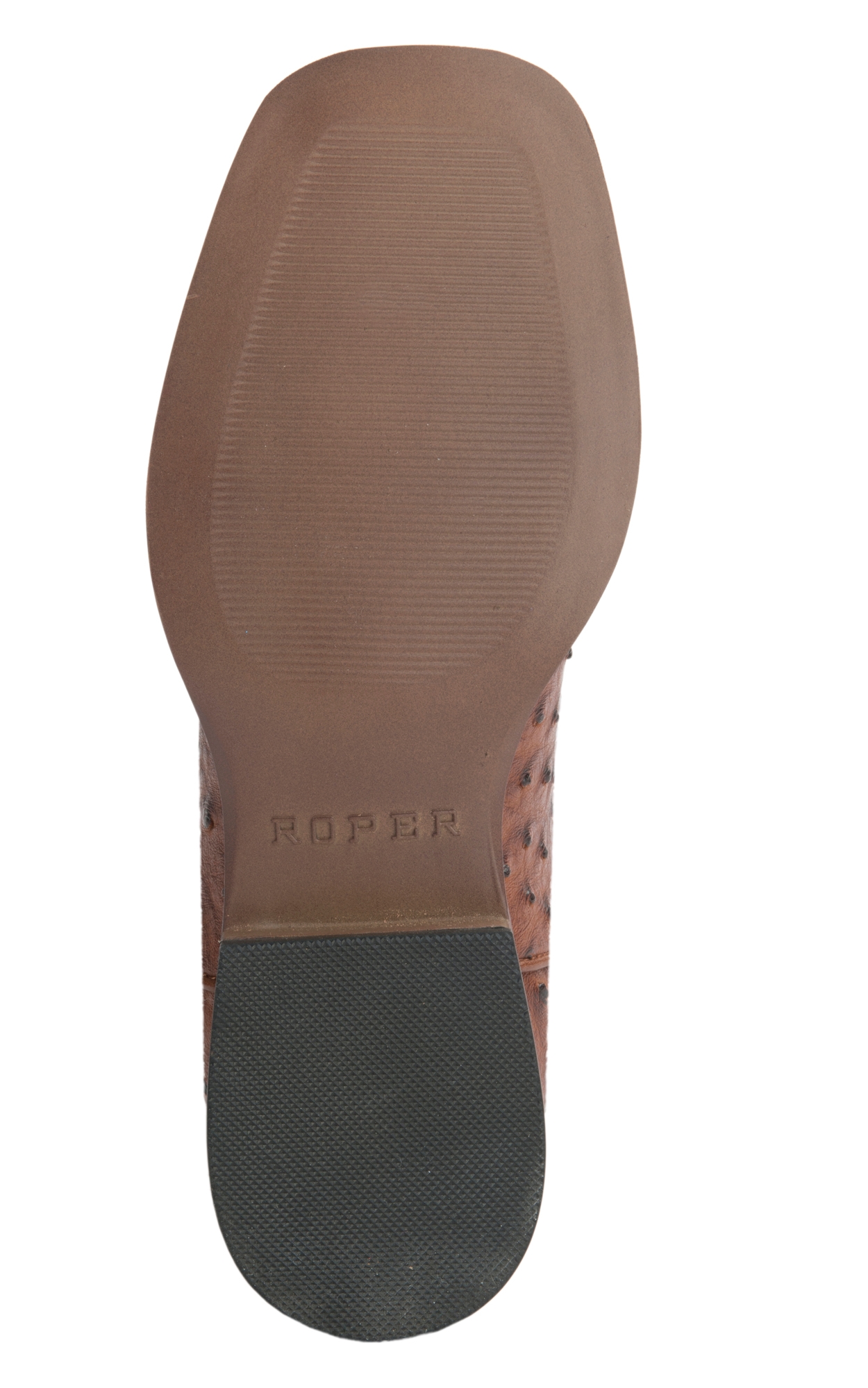 Roper Men's Faux Leather Tan Ostrich Wide Square Toe Cowboy Boots - Image 1