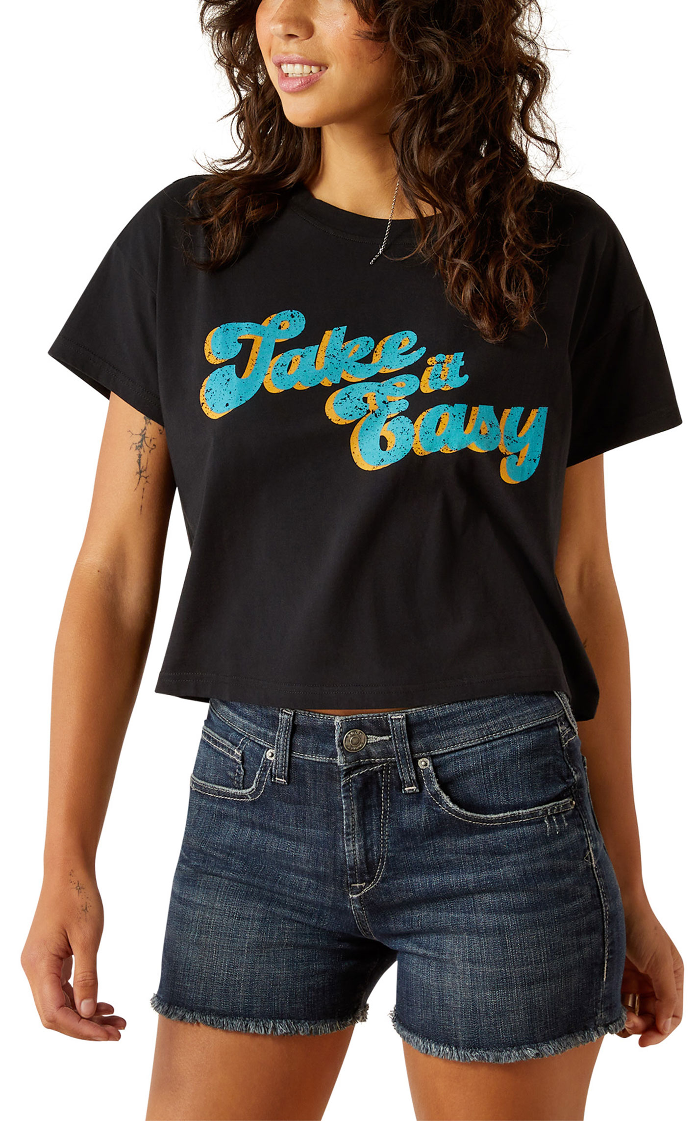 Ariat Women's Black Take It Easy Graphic Crop T-Shirt - Image 1