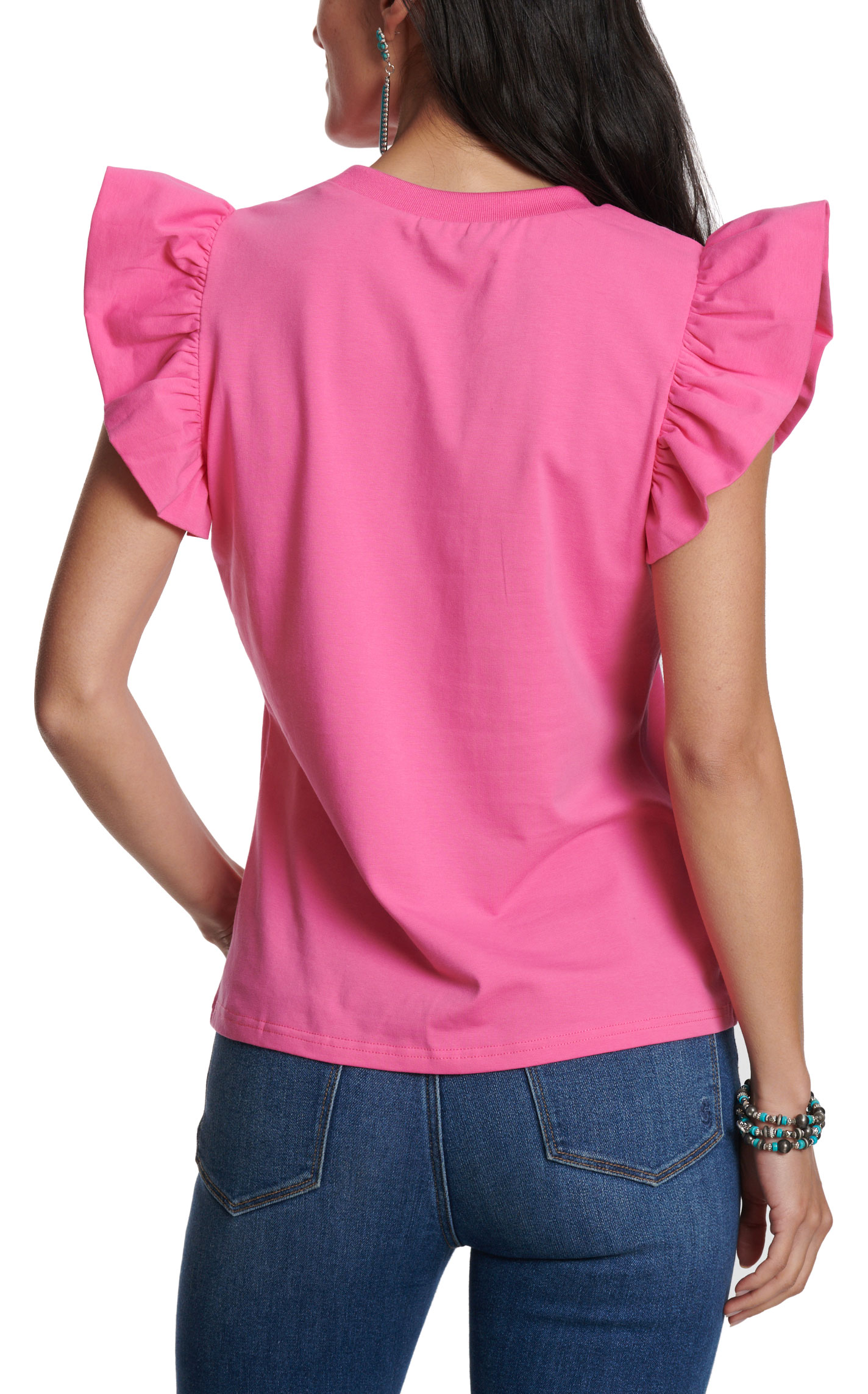 TCEC Women's Pink Flutter Sleeve Top - Image 1