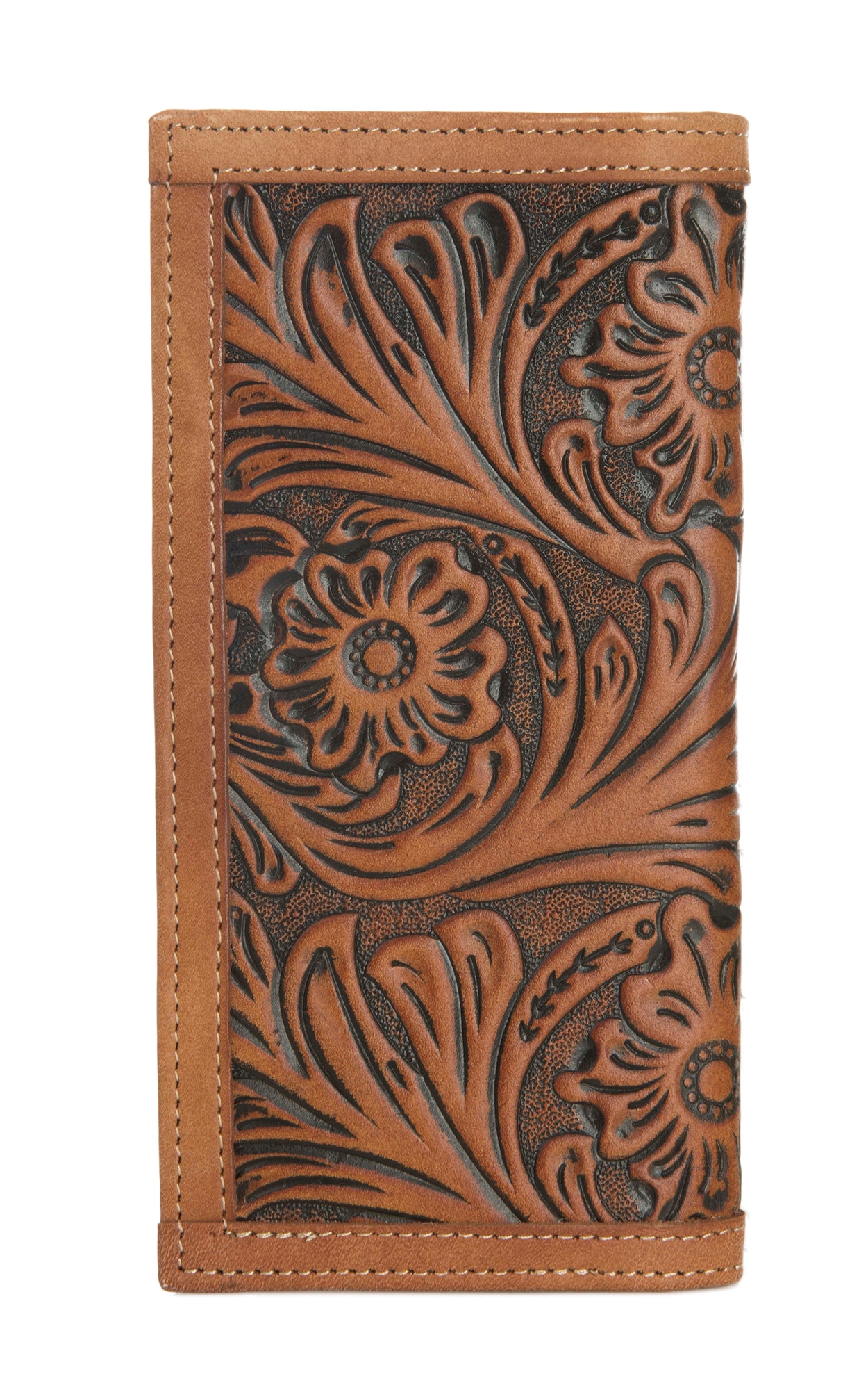 Twisted X Men's Natural Tooled Leather with Embroidered Inlay Rodeo Wallet - Image 1