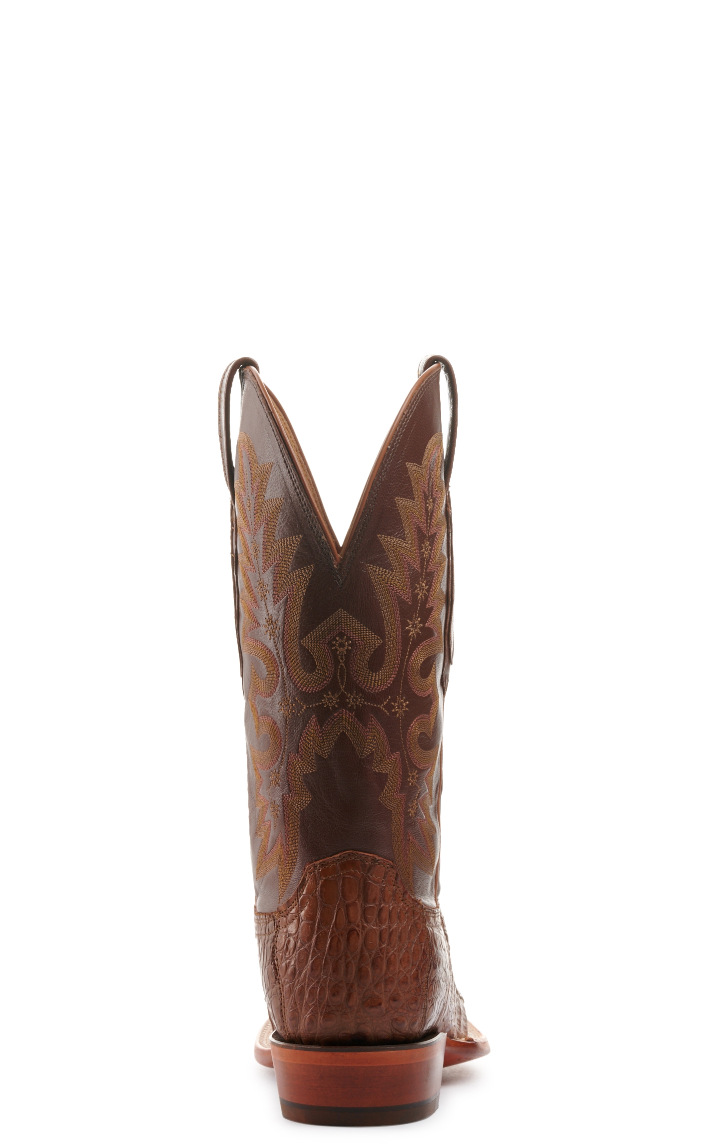 Lucchese Men's Tan Burnish Hornback Tail Wide Square Toe Exotic Cowboy Boots - Image 1