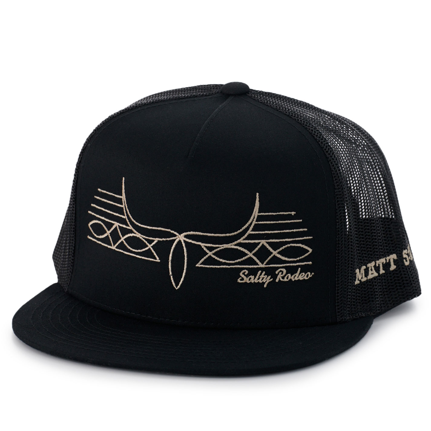 Salty Rodeo Men's Black & Taupe Boot Stitch Embroidery Logo Cap - Image 1