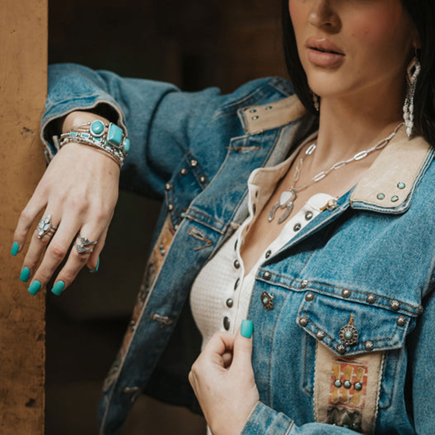 Cowgirl Confetti Road Runner Silver & Turquoise Cuff Bracelet - Image 2
