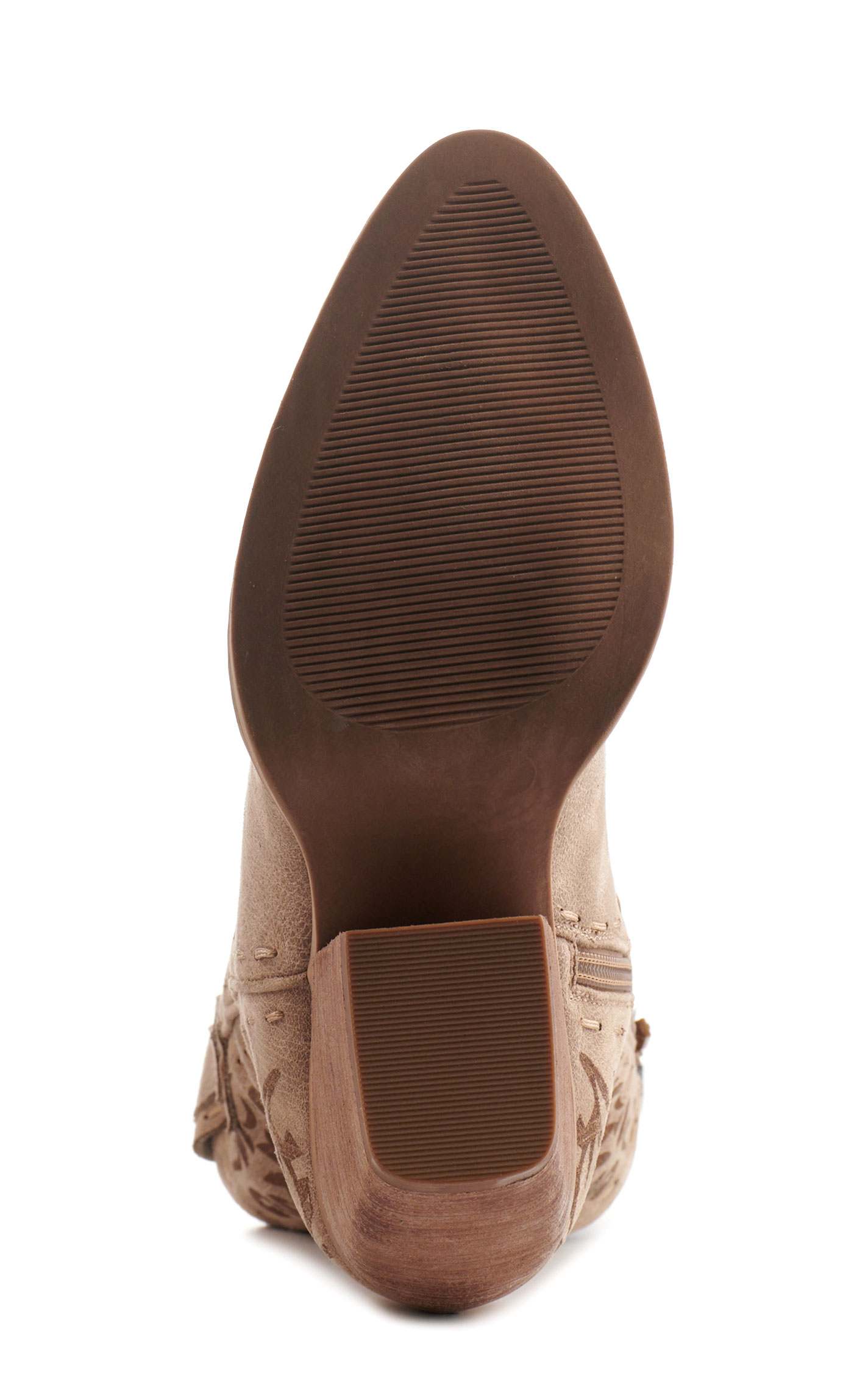 Very G Women's Encinitas Beige with Swirl Etching Faux Leather Snip Toe Booties - Image 1