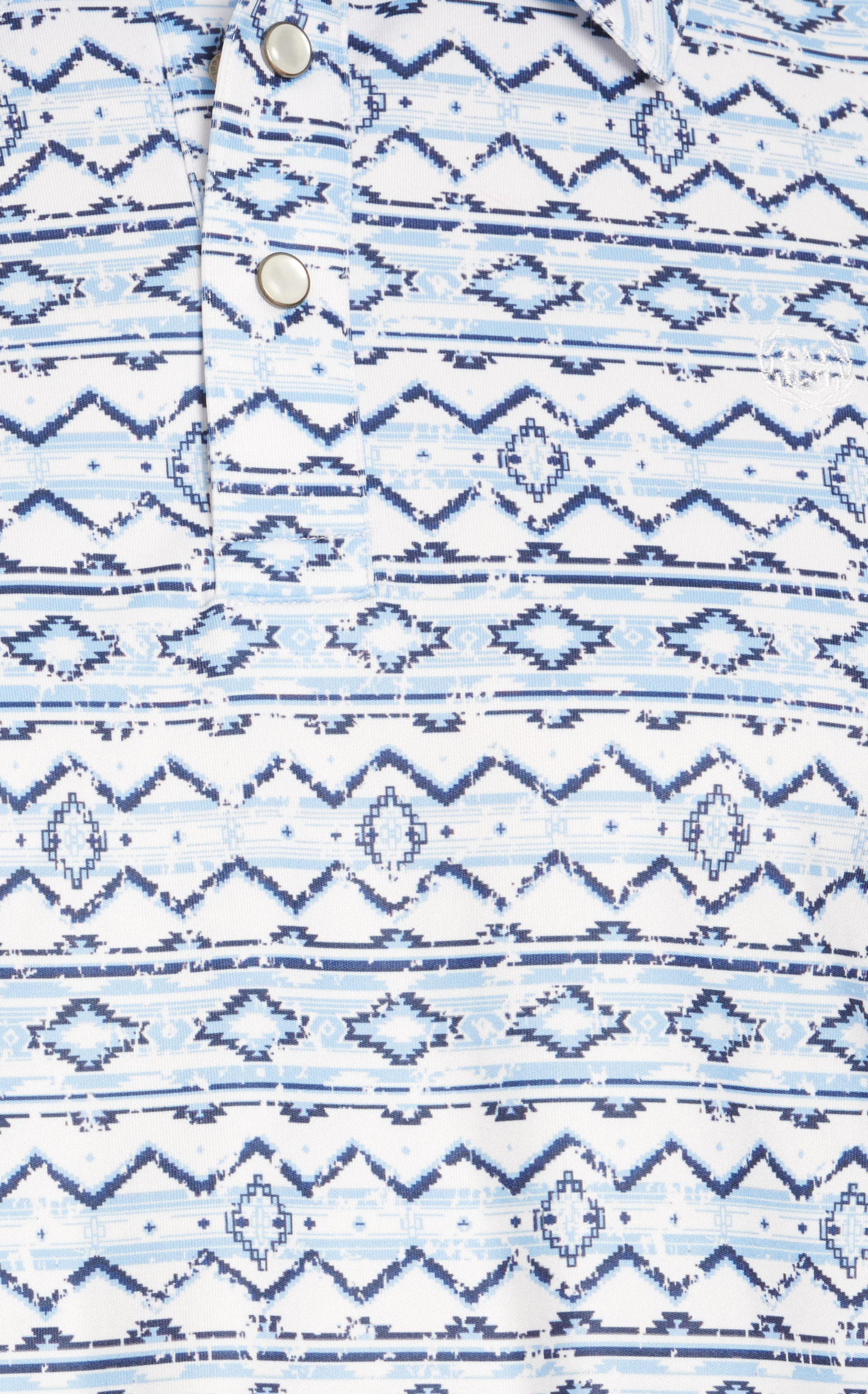 Panhandle Men's White Navy & Light Blue Aztec Print Short Sleeve Polo Shirt - Image 1