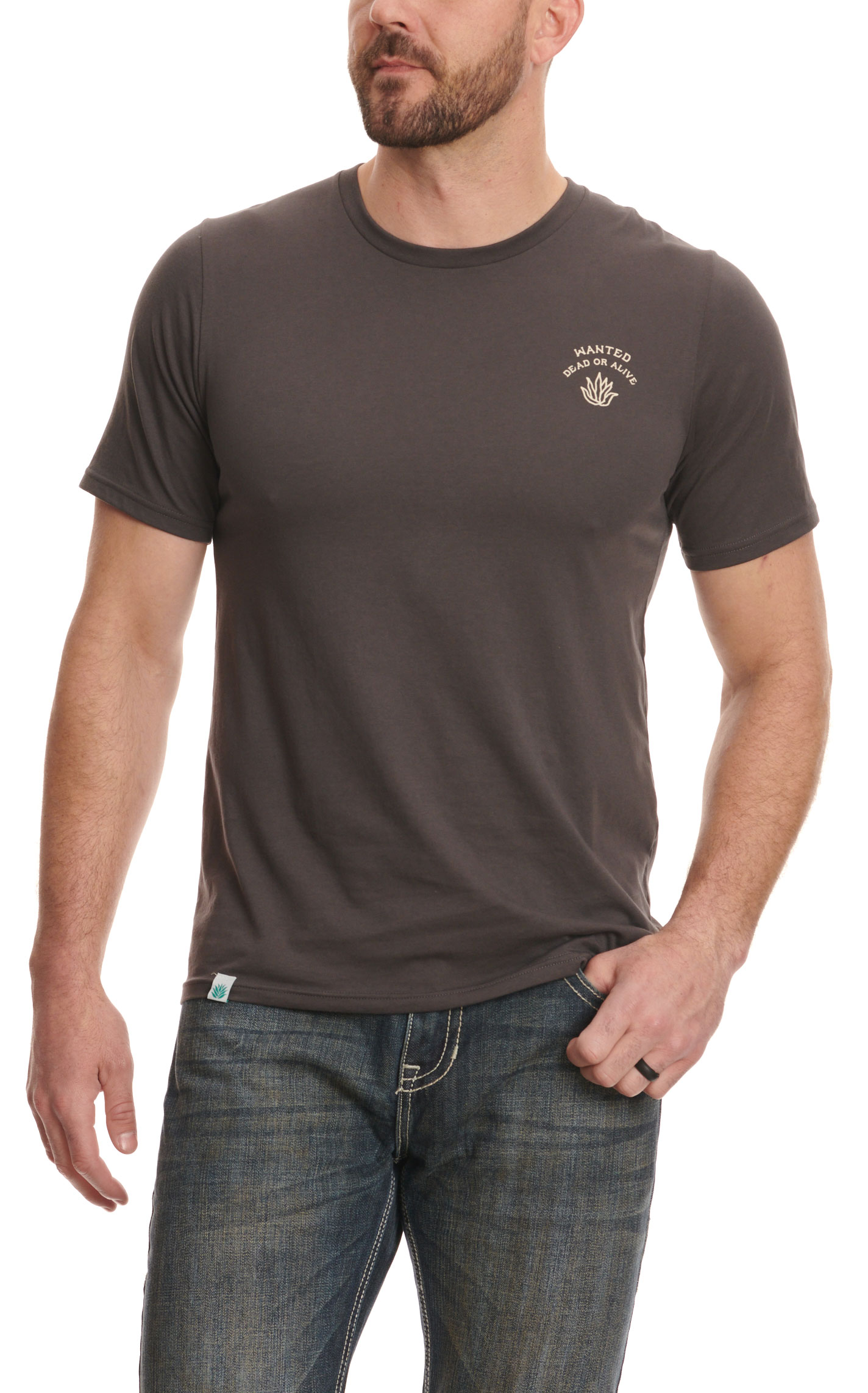 Sendero Provisions Co. Men's Charcoal Wanted Dead Or Alive Logo Graphic T-Shirt - Image 1