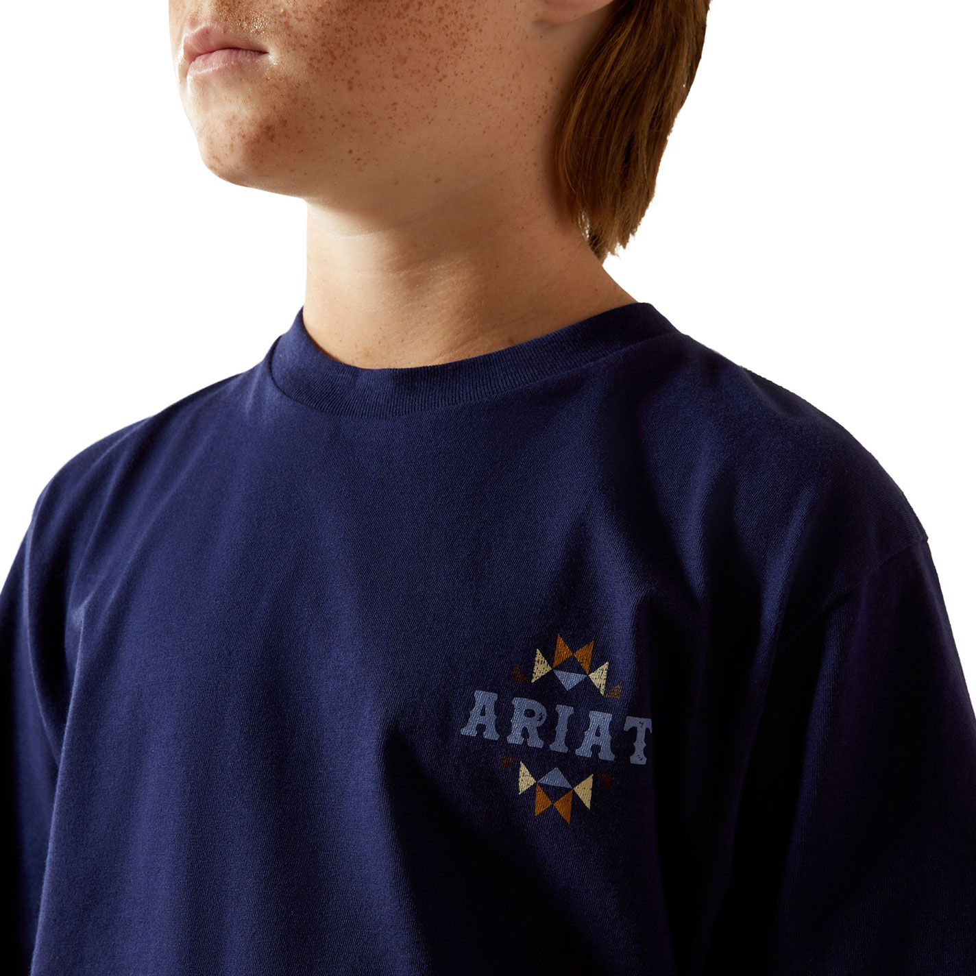 Ariat Boy's Woven West Blue Graphic T-Shirt - Image 1