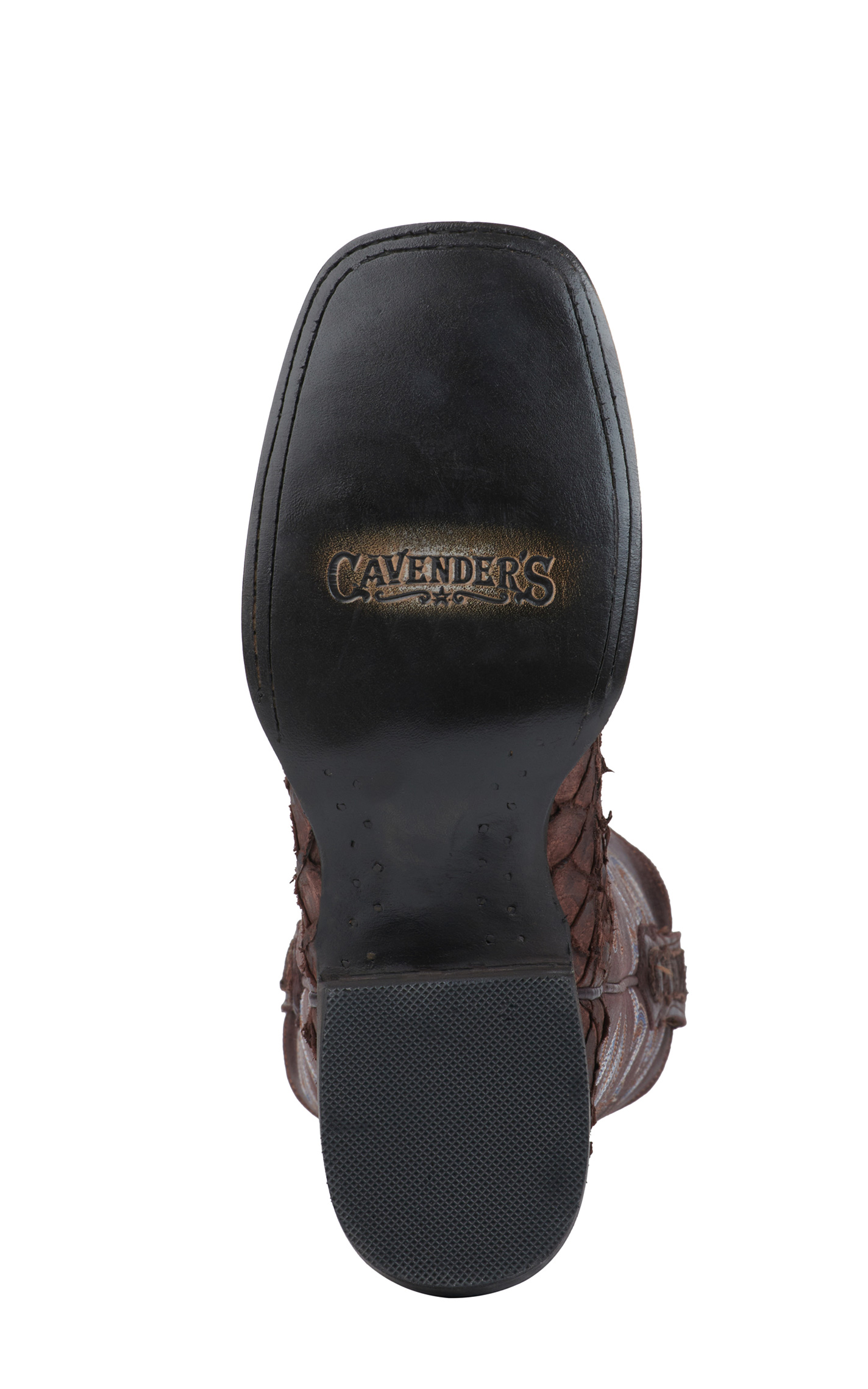 Cavender's Women's Cigar Brown Pirarucu and Chocolate Wide Square Toe Exotic Cowboy Boots - Image 1