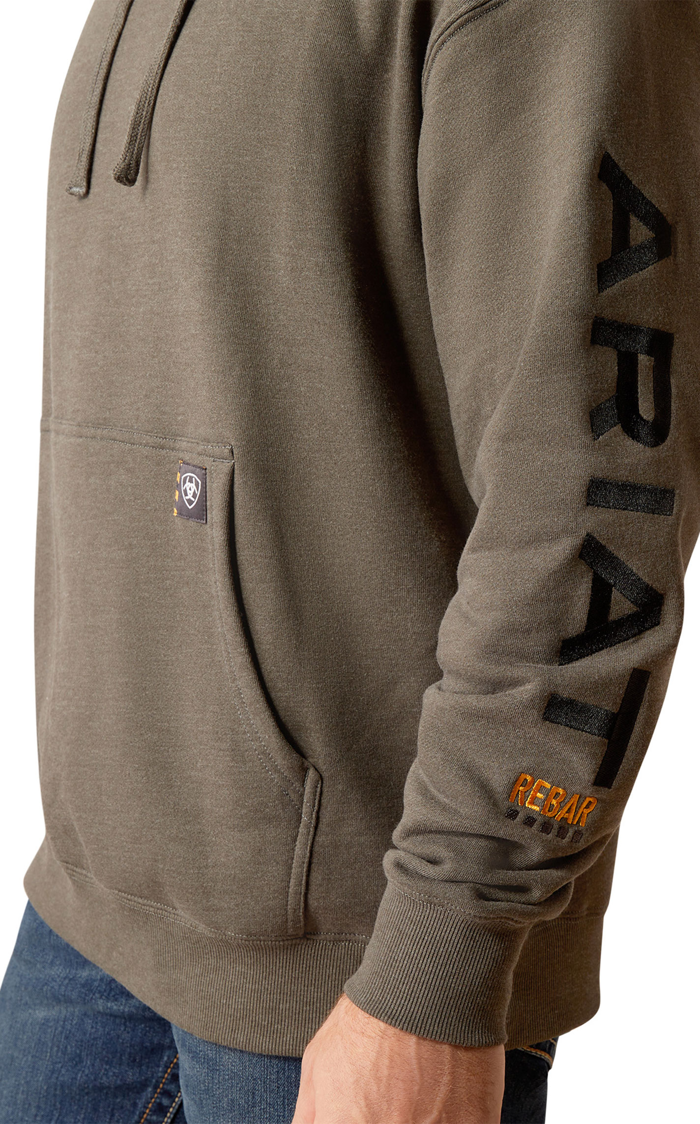 Ariat Men's Rebar All Weather Charcoal with Black Logo Work Hoodie - Image 1