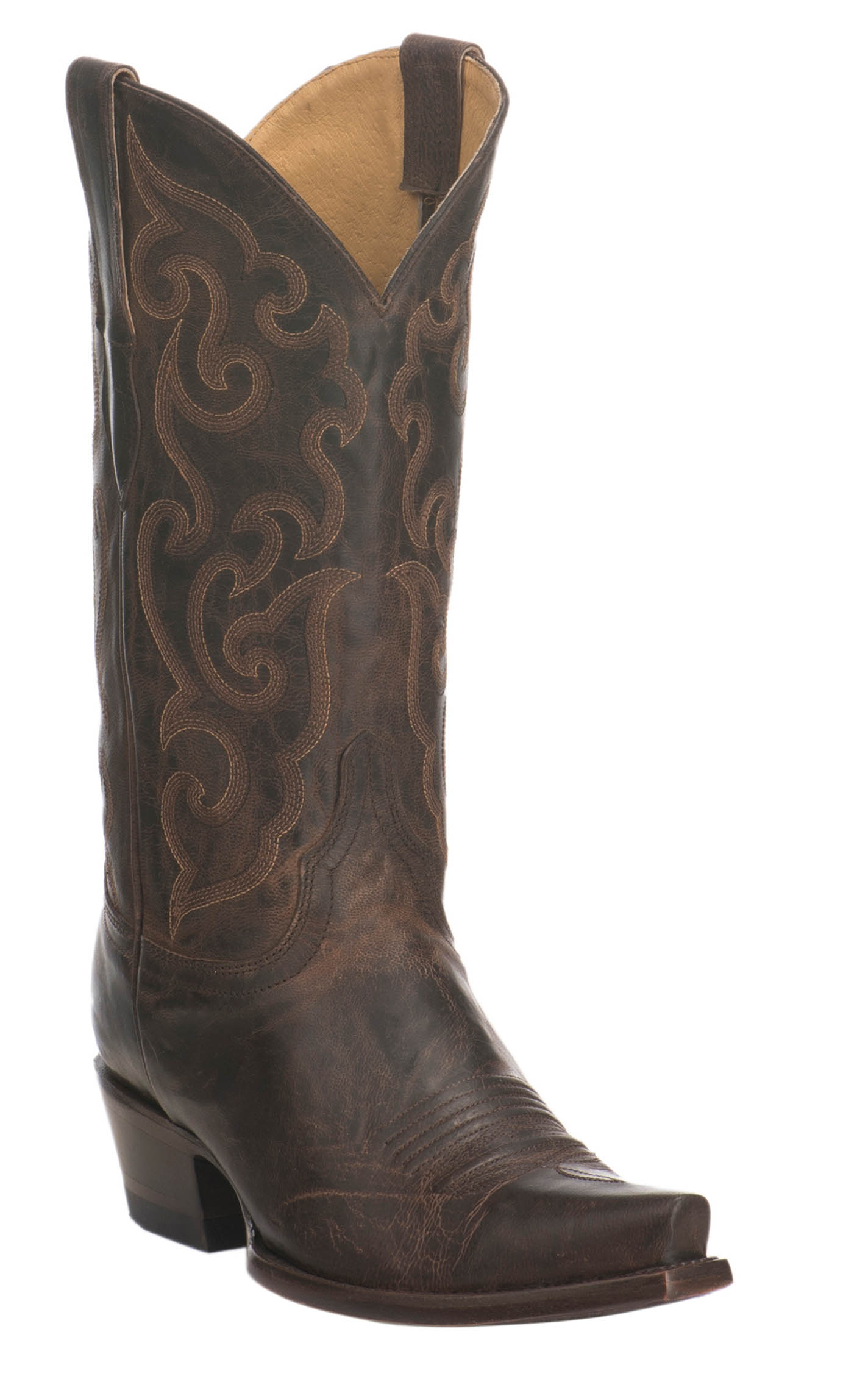 Cavender’s Women’s Burnished Chocolate Goat Leather Snip Toe Cowboy Boots - Image 1