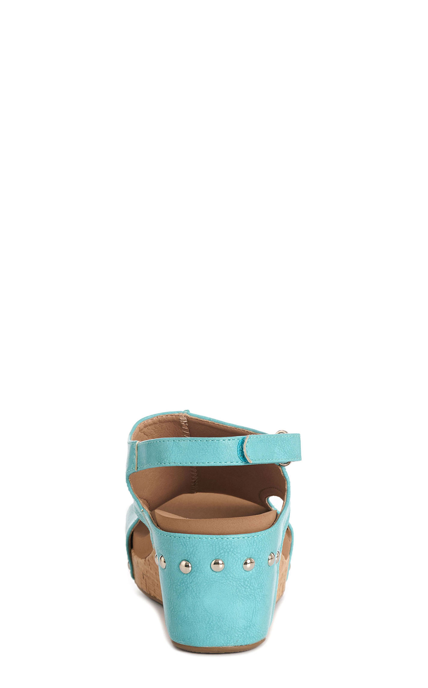 Corky's Women's Carley Teal Faux Leather Peep-Toe Wedge Sandal - Image 1