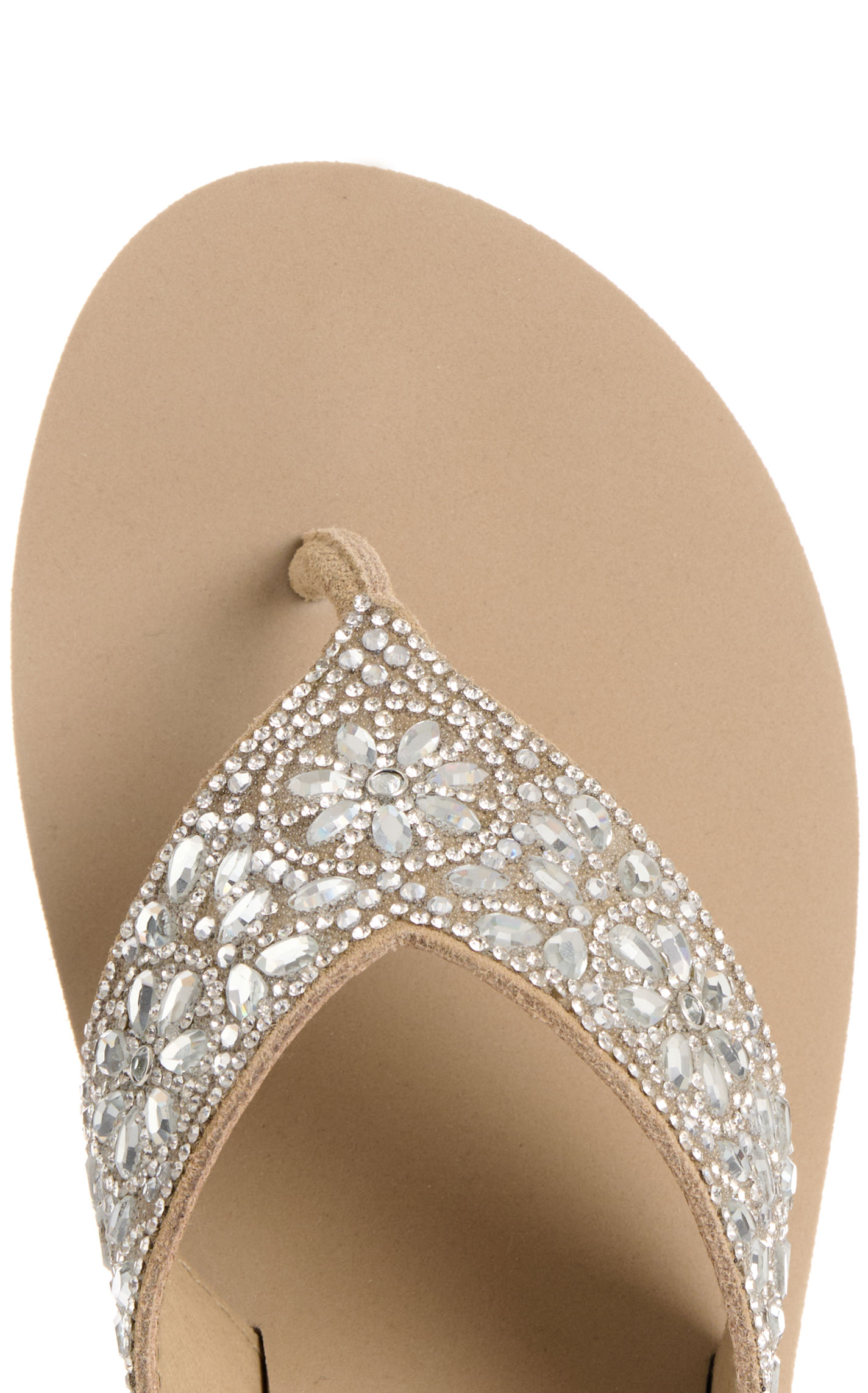 Yellow Box Ladies’ Taupe Enola Bling Wedge Flip Flops - Image 1