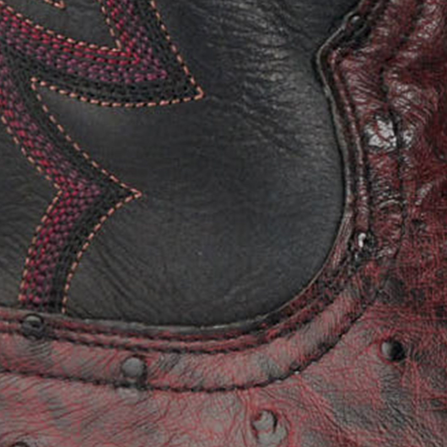 Cavender’s Men’s Black Cherry Full Quill Ostrich and Black Wide Square Toe Exotic Cowboy Boots - Image 1