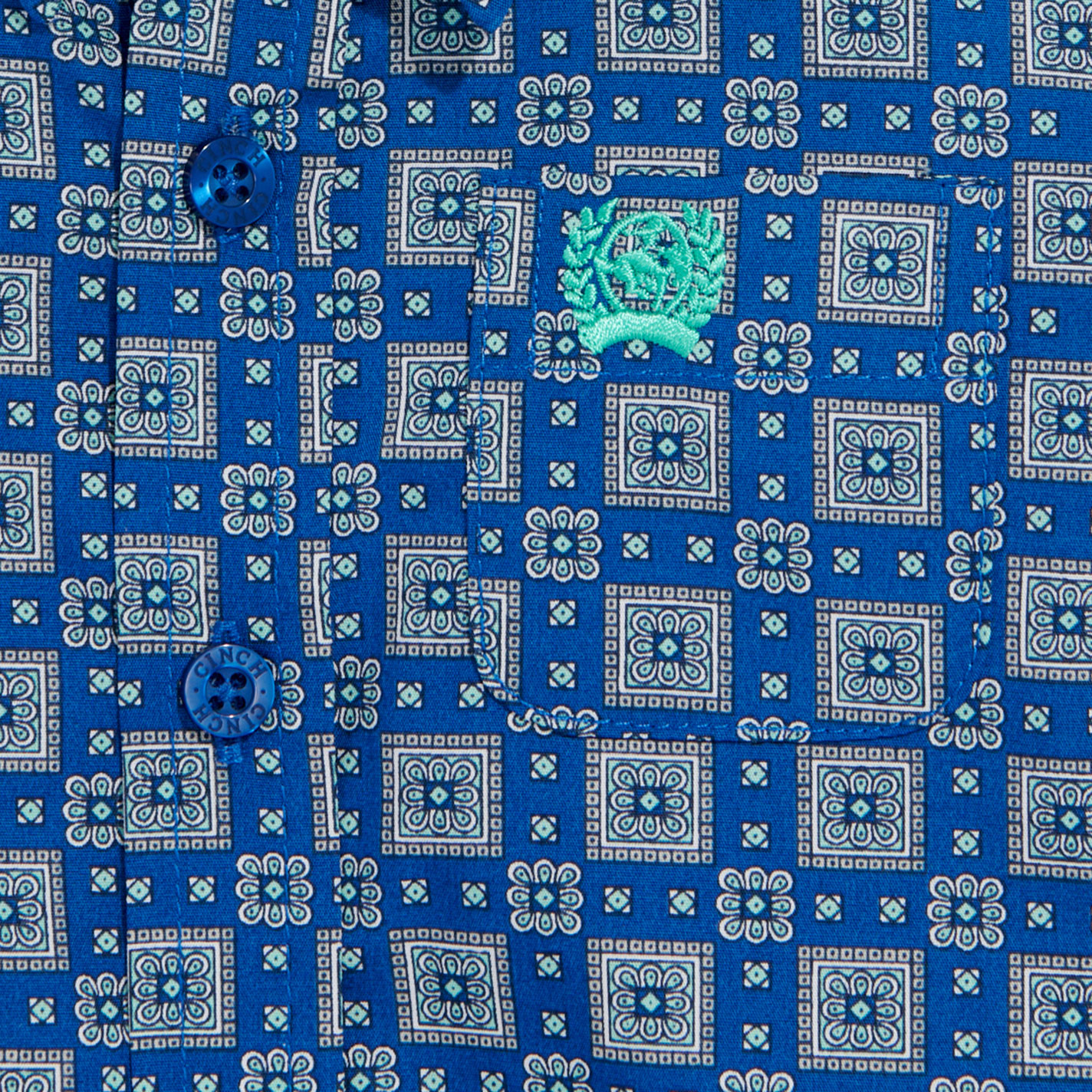 Cinch Infant Boy's Royal Blue Geo Print Western Shirt - Image 1