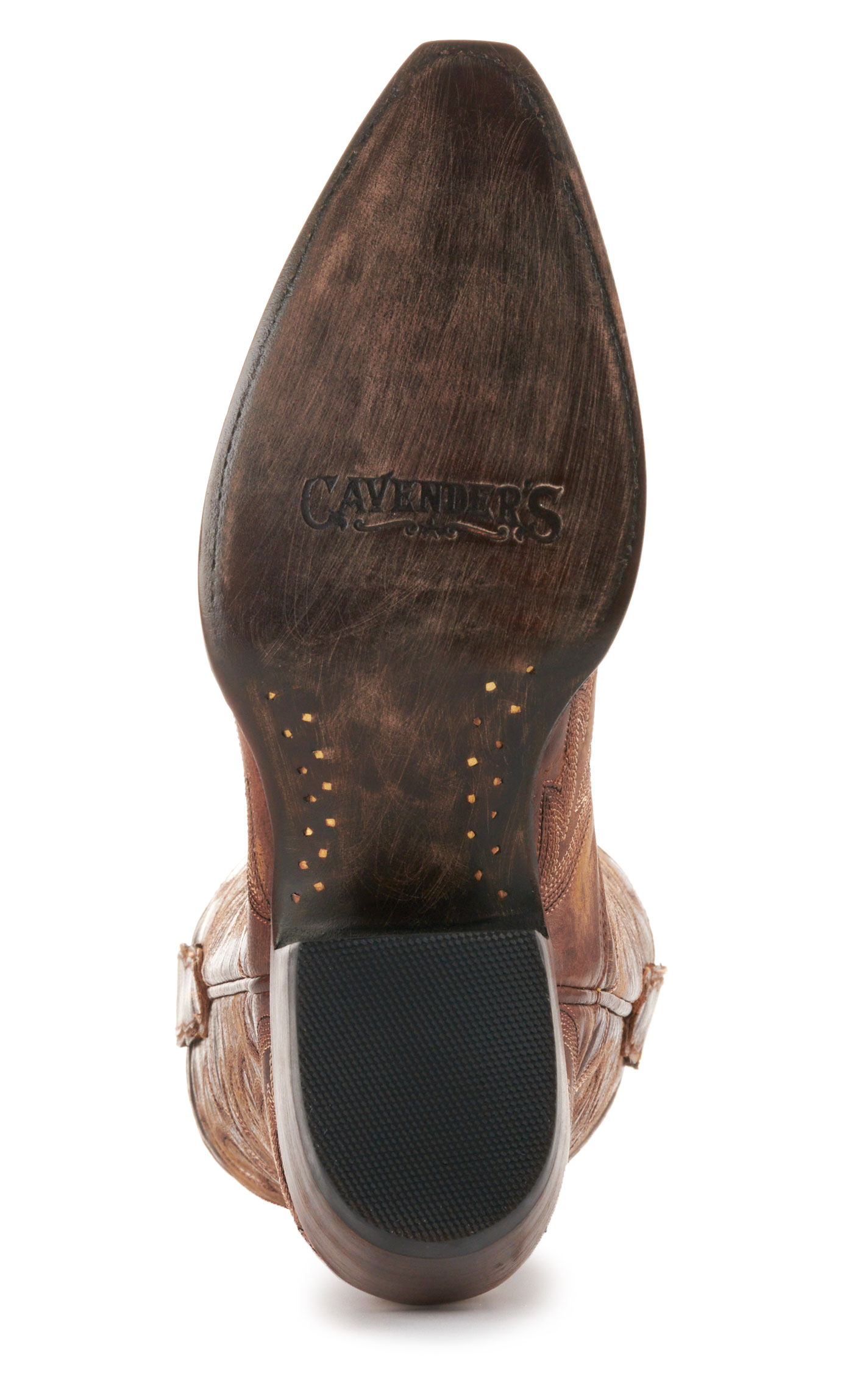 Cavender’s Women’s Vesuvio Brass Leather Brown Snip Toe Cowboy Boots  - Image 1