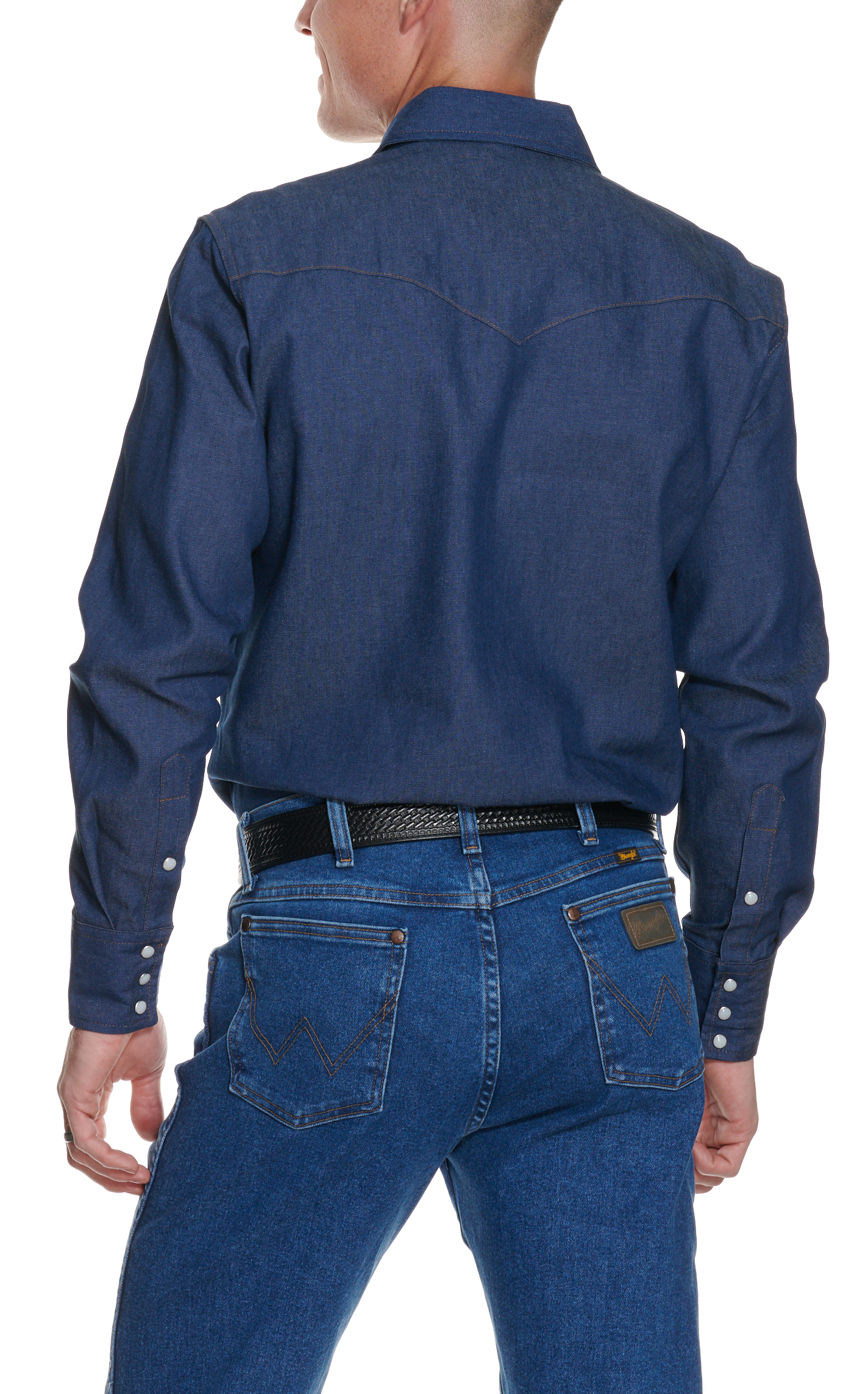 Wrangler Men's Cowboy Cut Rigid Indigo Denim Long Sleeve Work Shirt - Image 1