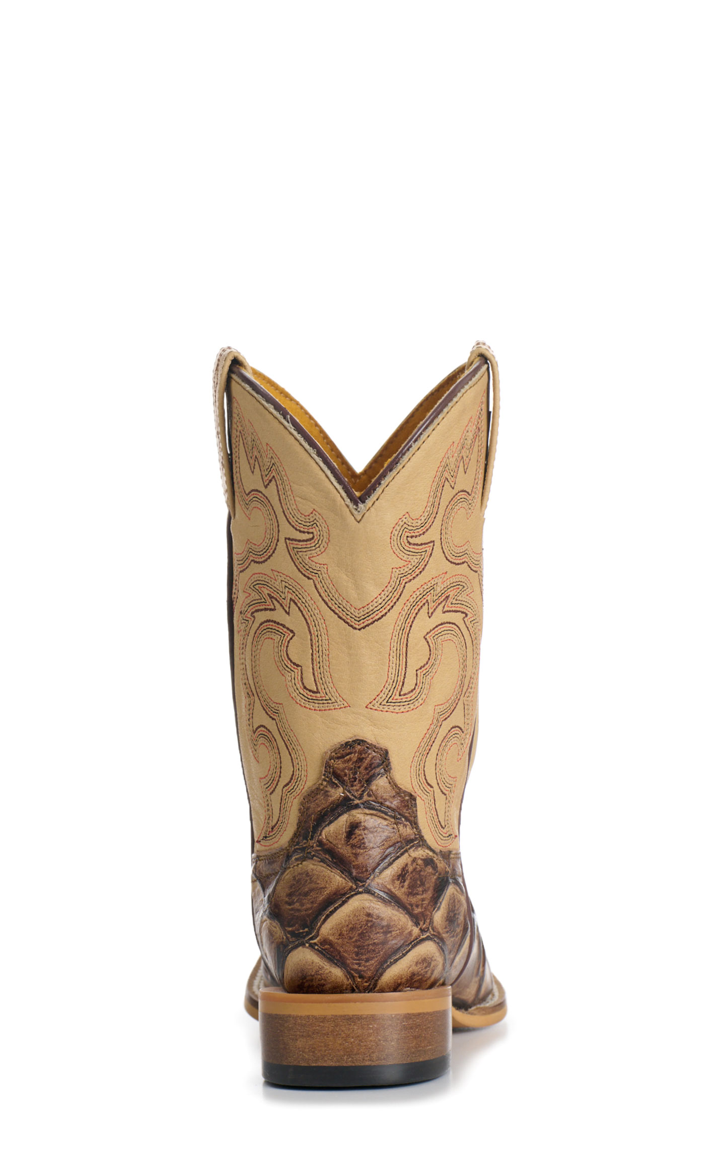 Cavender's Kid's Sand & Natural Pirarucu Print Wide Square Toe Cowboy Boots - Image 1