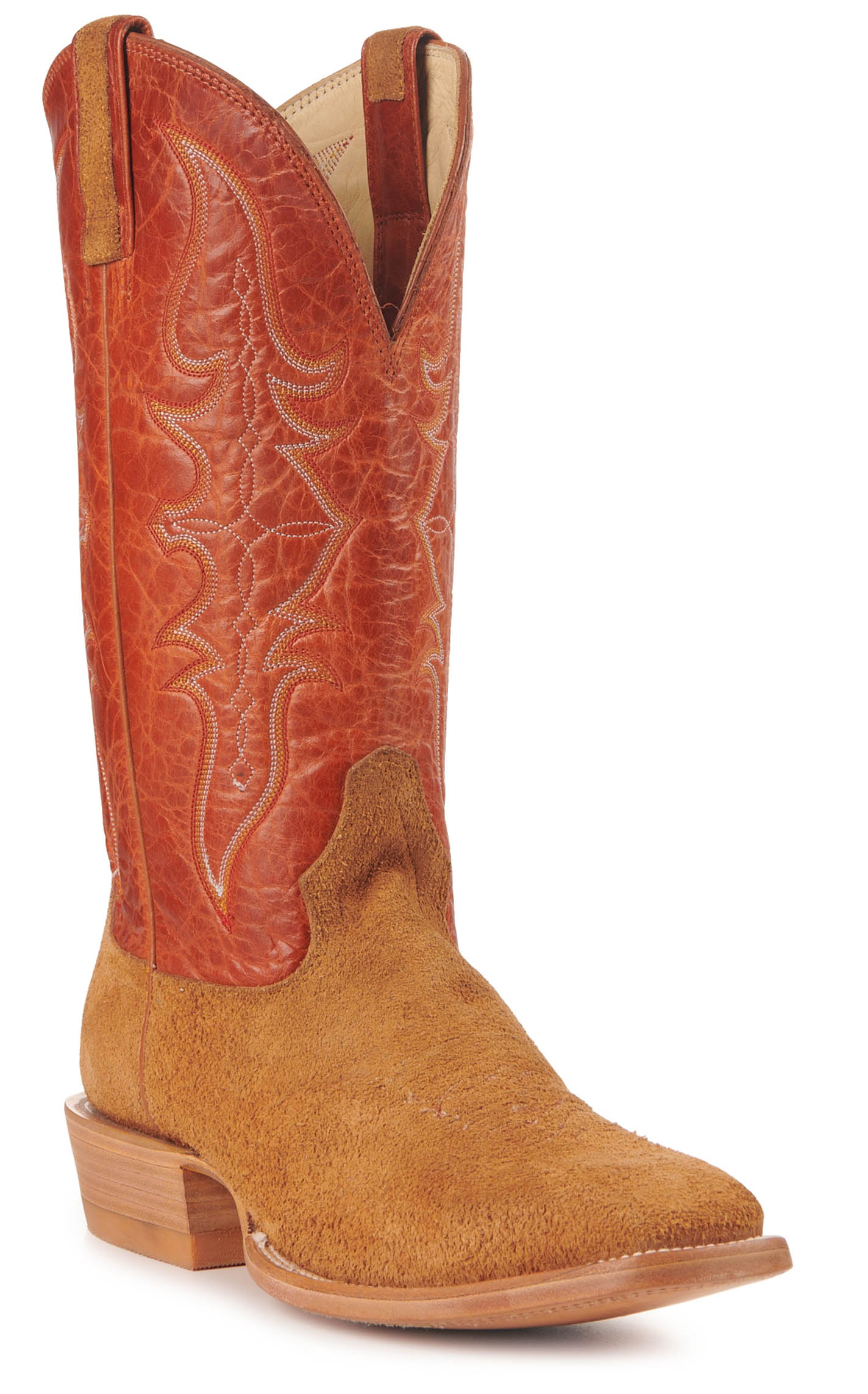 Hondo Men's Mango and Maple Brown Roughout Square Toe Cowboy Boots - Image 1