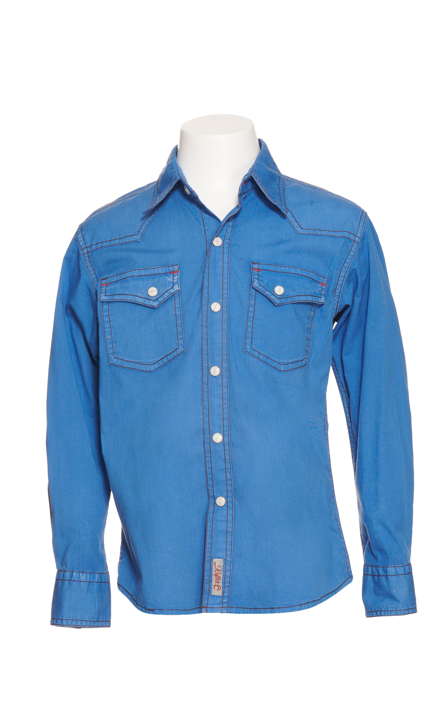 Rafter C Boys' ProFlex45 Washed Blue Long Sleeve Stretch Western Shirt - Image 1