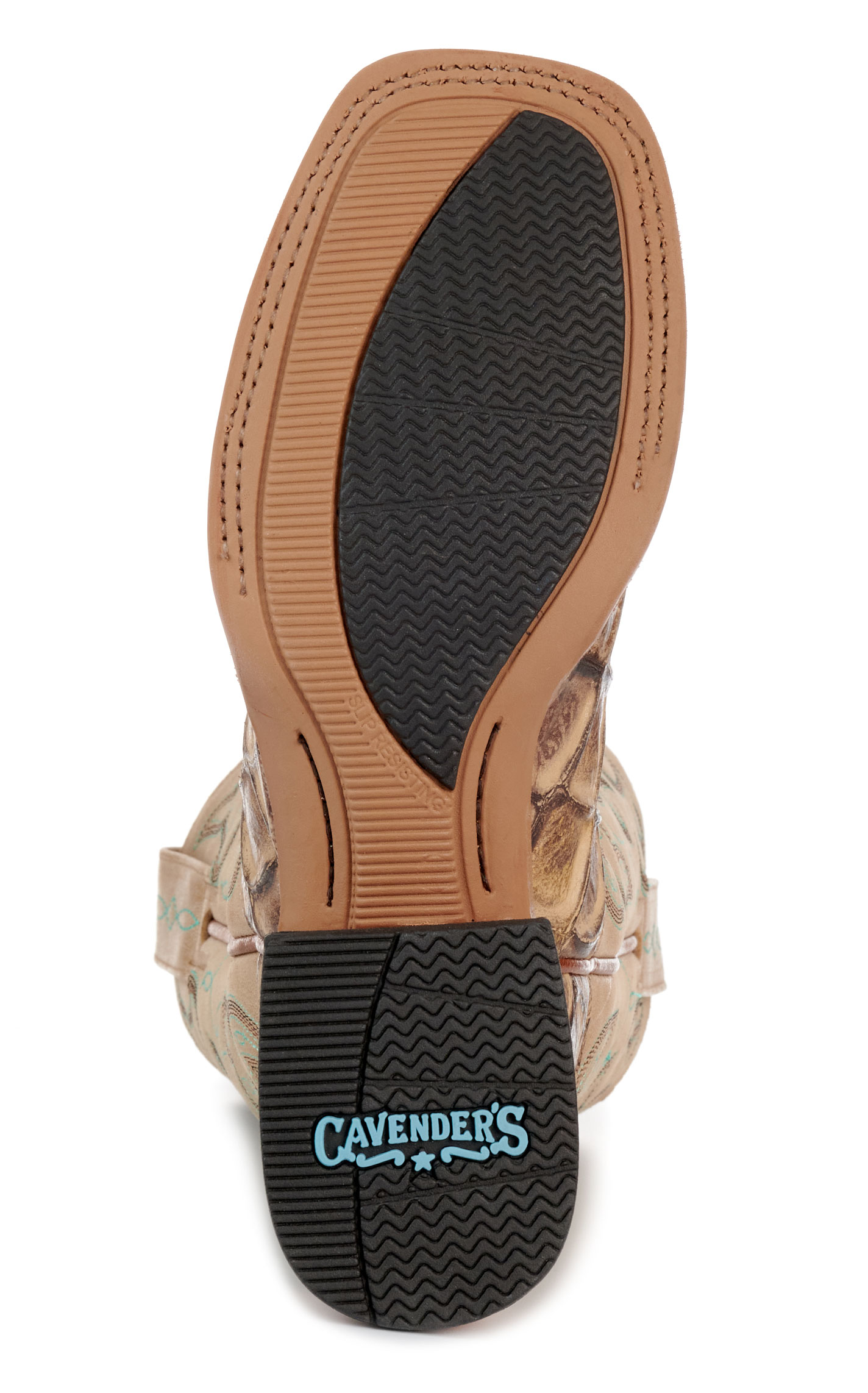 Cavender's Women's Intrepid Sand Pirarucu Print and Cream Wide Square Toe Cowboy Boots - Image 1