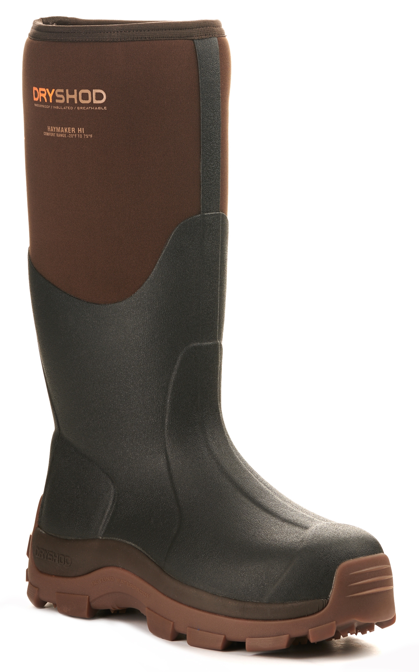 Dryshod Men's Haymaker Black and Brown Waterproof Round Toe Rubber Farm Boots - Image 1