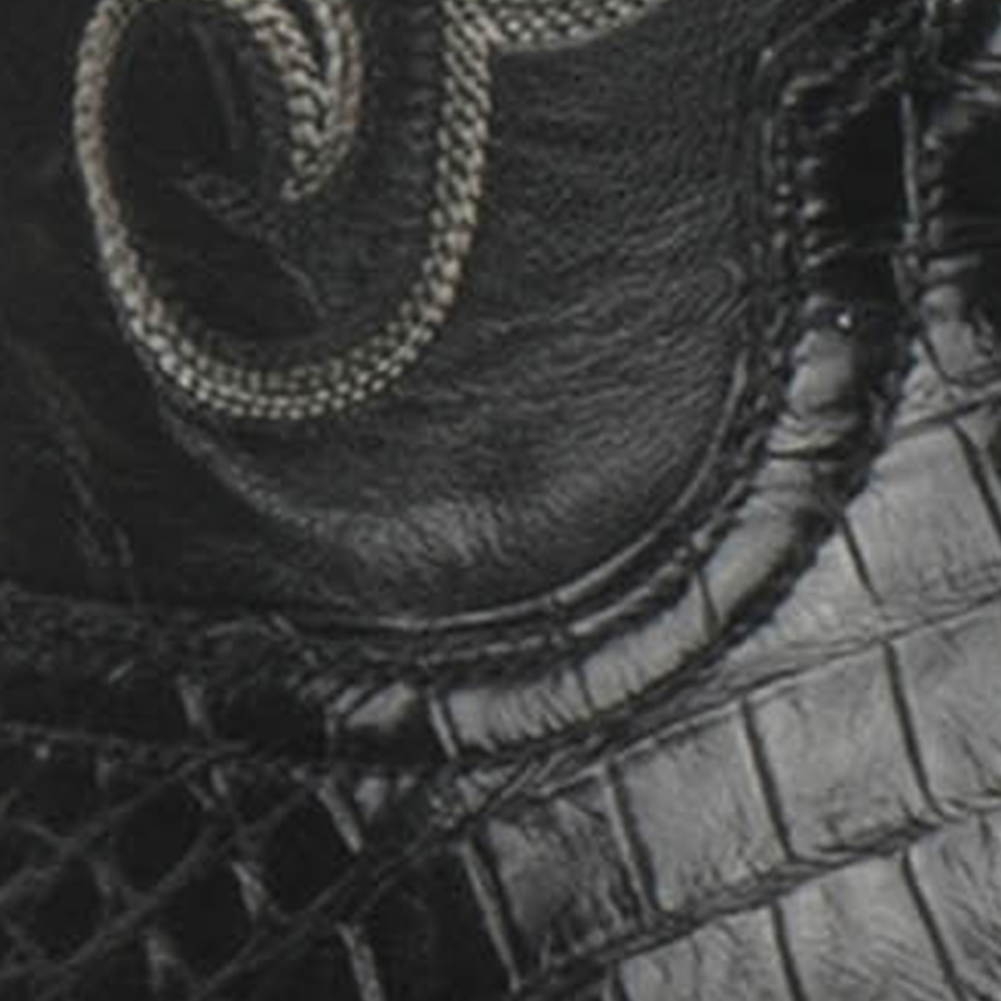 Lucchese Men's Black Ultra Caiman Belly R-Toe Exotic Cowboy Boots - Image 1