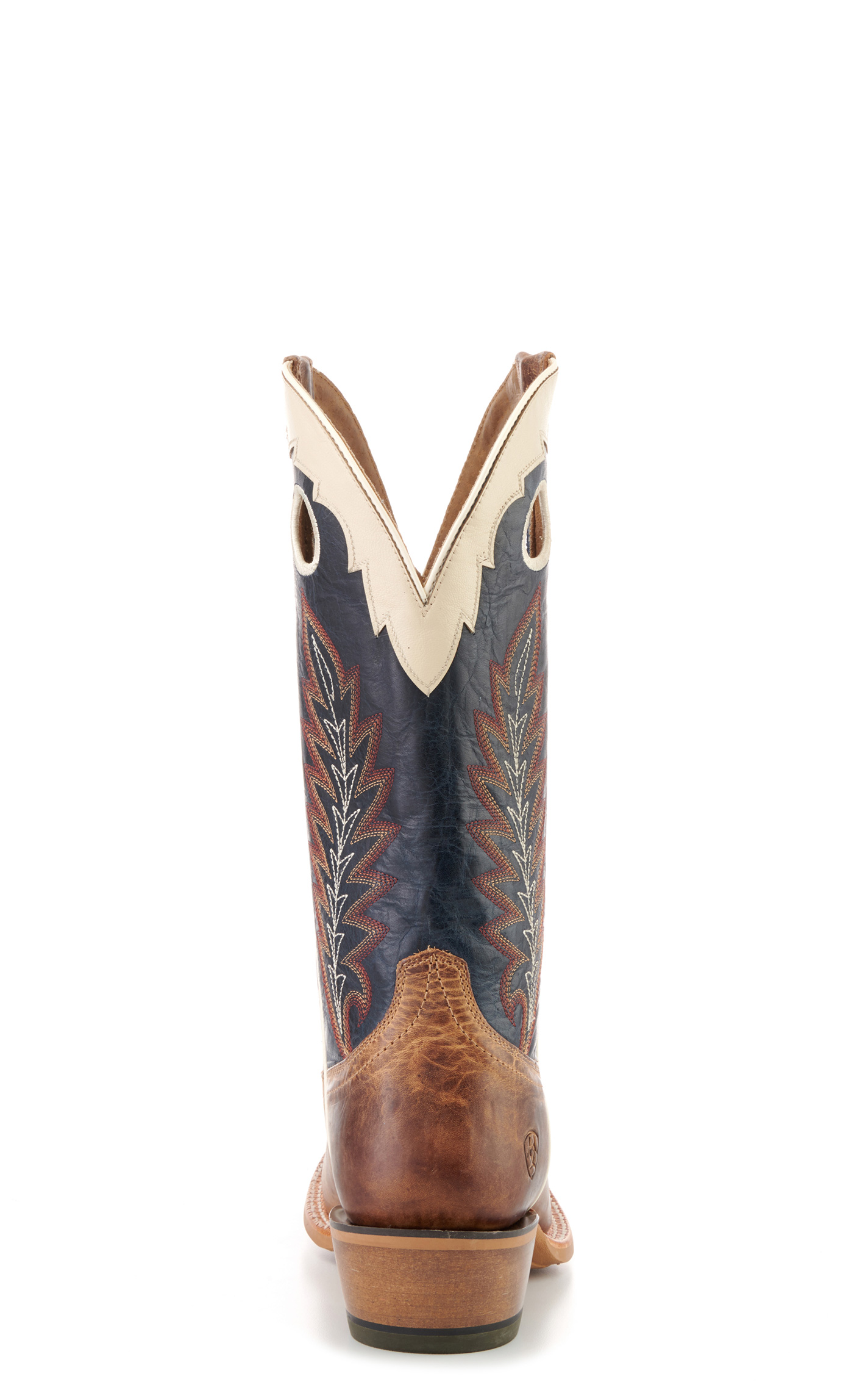 Ariat Men's Real Deal Wheat Brown and Navy Wide Square Toe Buckaroo Cowboy Boots - Image 1