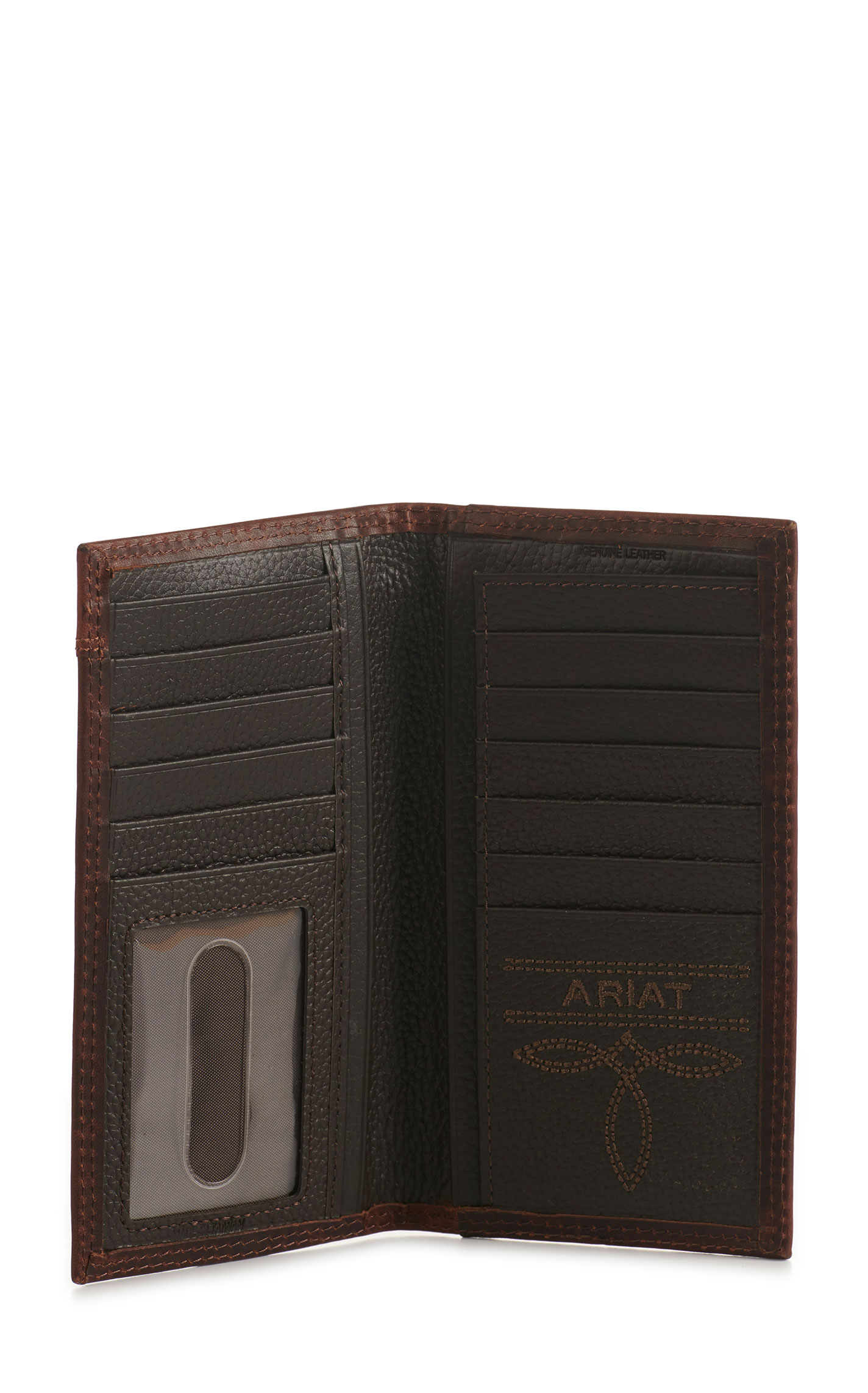 Ariat Men's Dark Brown Brown with Shield Rodeo Wallet / Checkbook Cover - Image 1