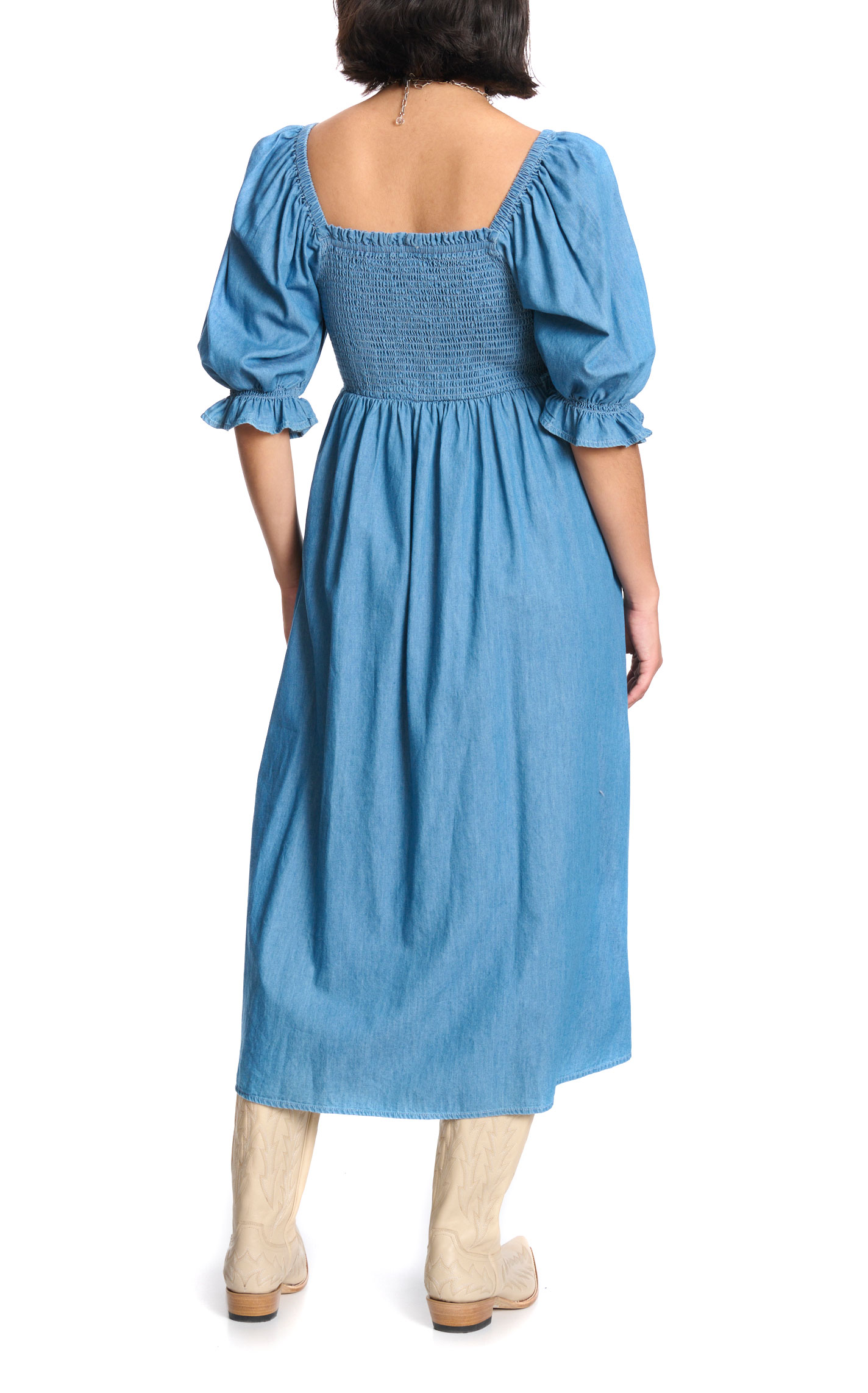 Rockin' C Women's Denim Smocked Midi Dress - Image 1