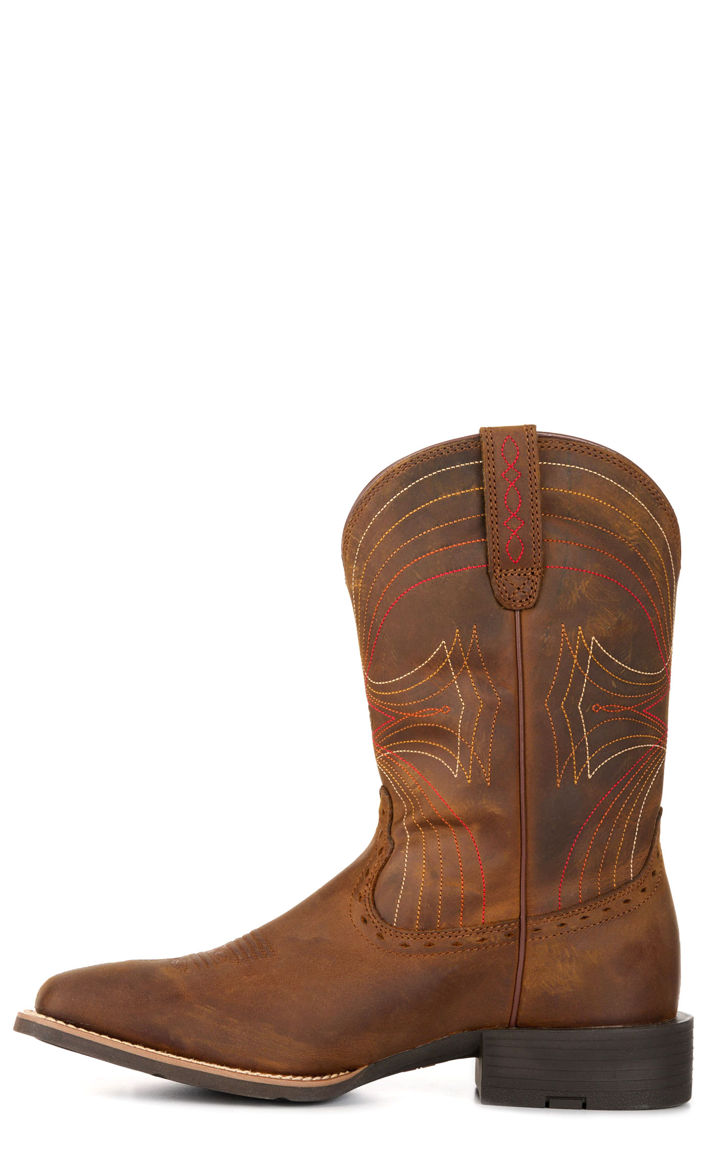 Ariat Men's Sport Distressed Brown Wide Square Toe Cowboy Boots - Image 1