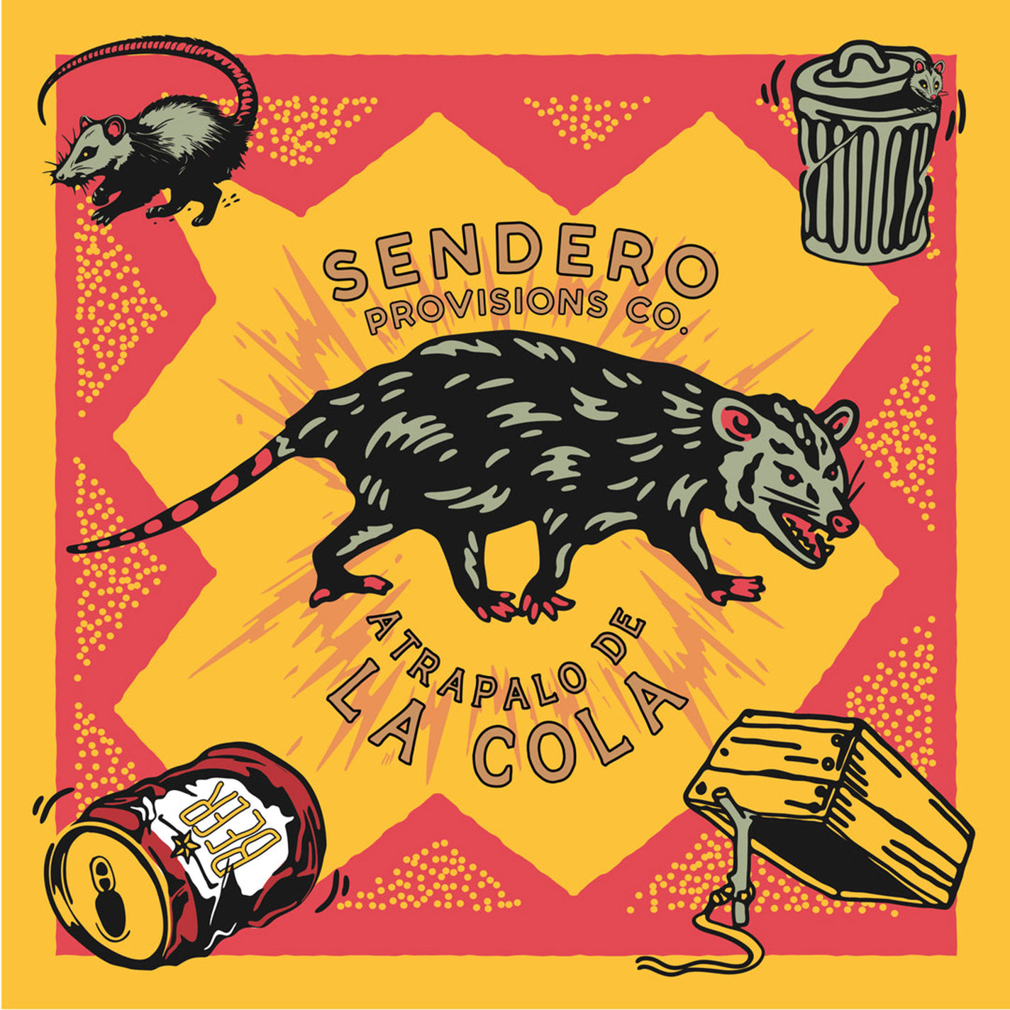 Sendero Provisions Co Yellow And Orange Opossum Bandana - Image 1