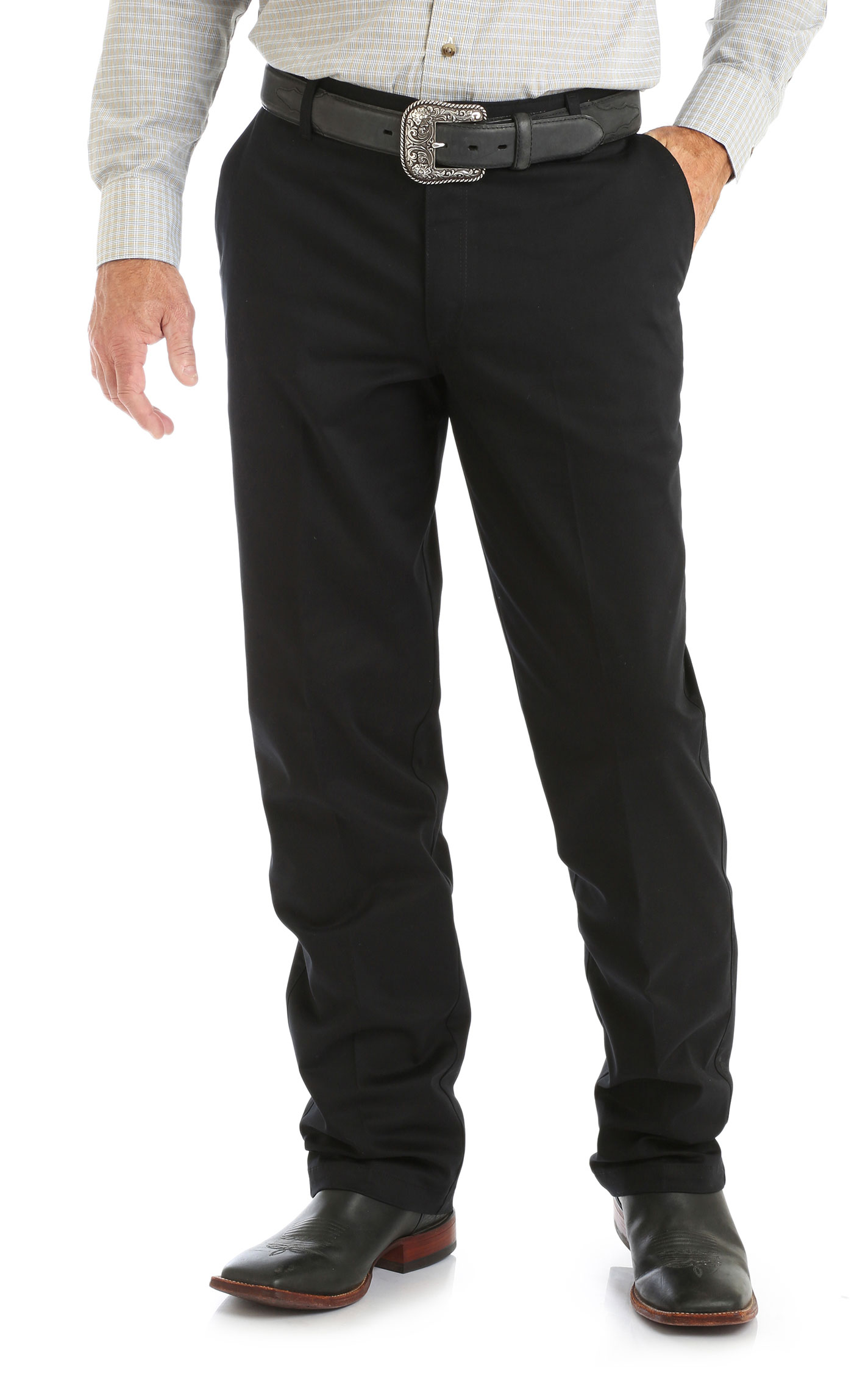 Wrangler Men's Black Flat Front Relaxed Fit Wrinkle Resistant Casual Pants - Image 1