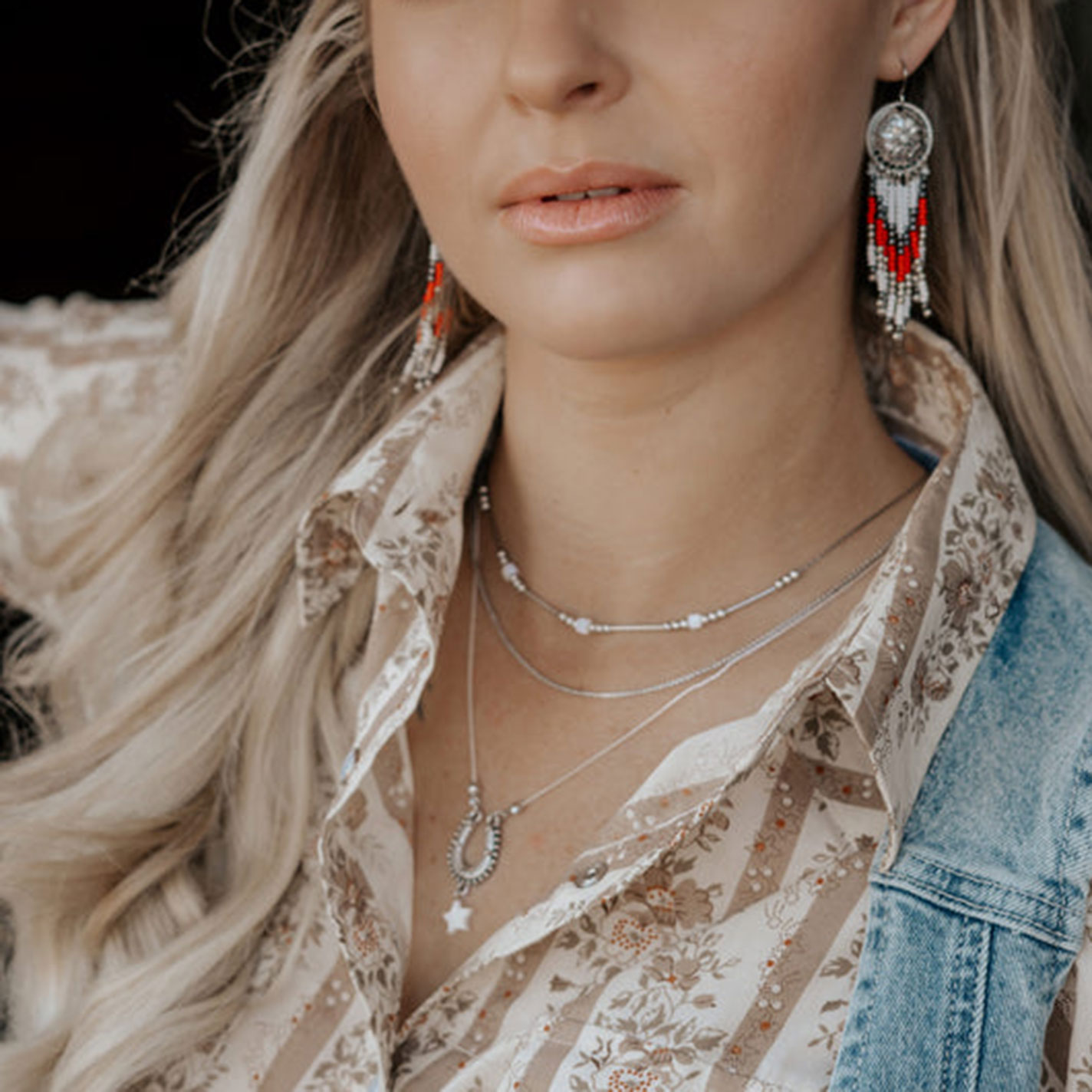 Cowgirl Confetti Silver & Pearl Multi-strand Lucky Stars Necklace  - Image 1