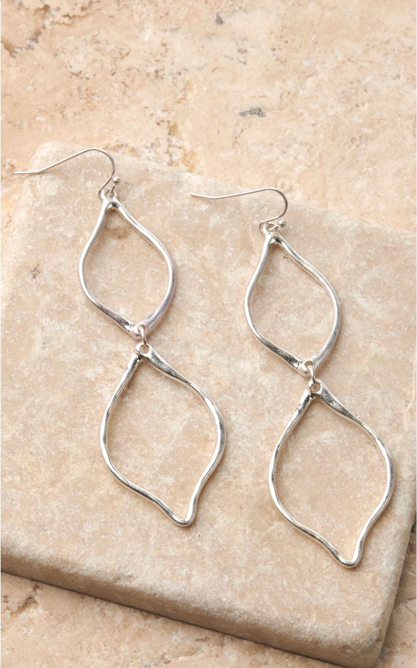 Blazin Roxx Silver Double Teardrops Earrings - Image 1