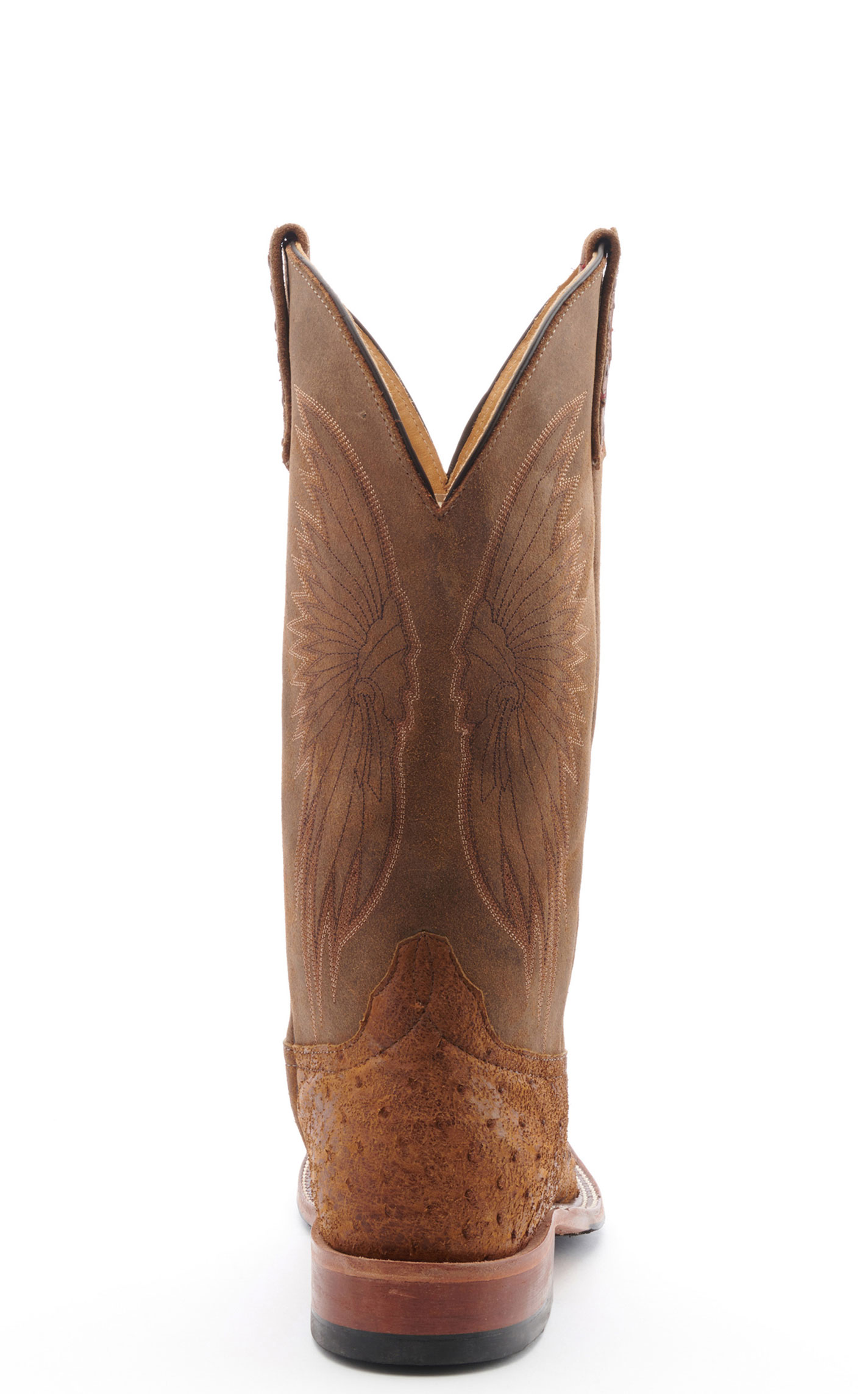 Anderson Bean Men's Tan Full Quill Ostrich with Black Hybrid Sole Square Toe Cowboy Boots - Image 1