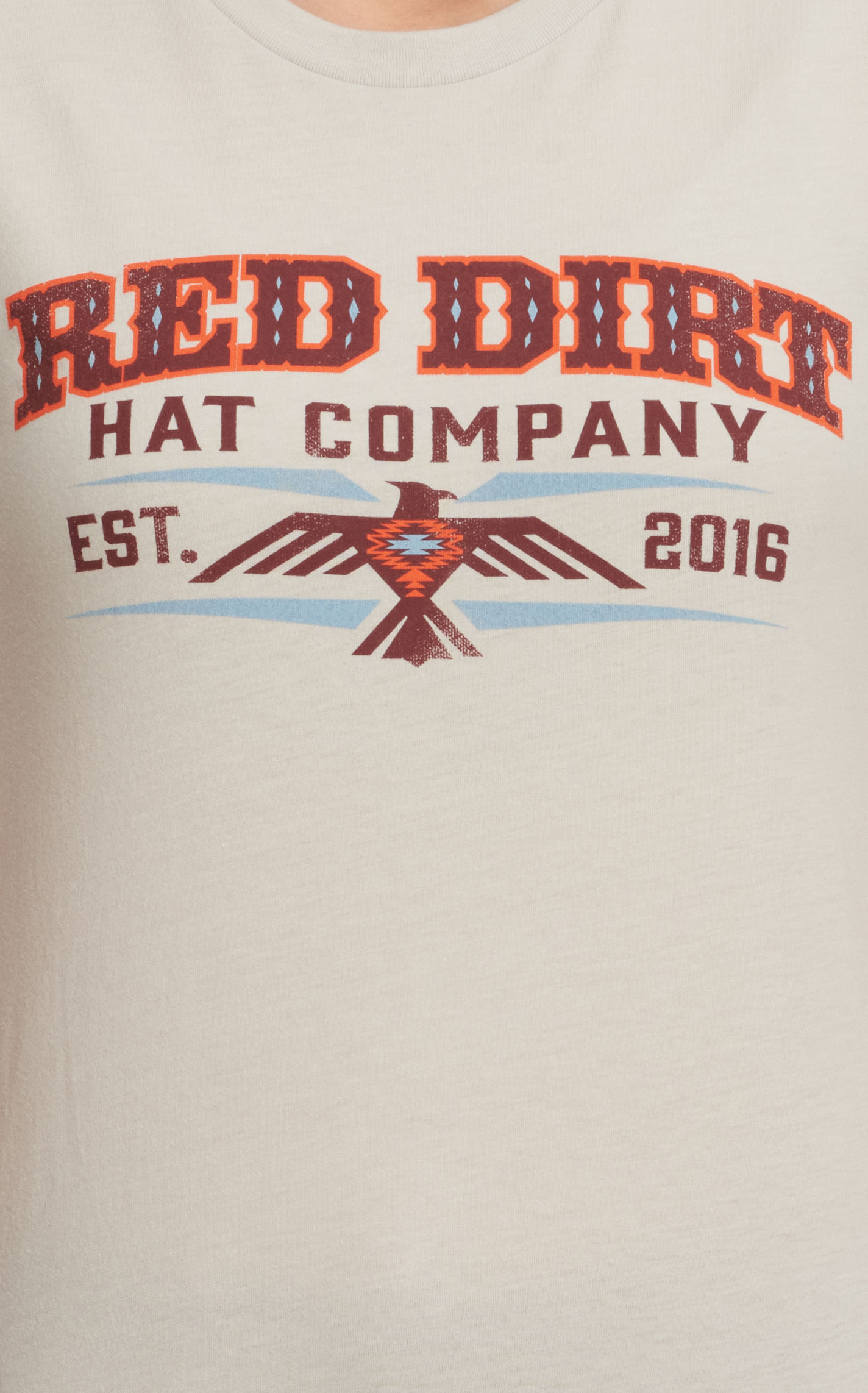 Red Dirt Hat Company Women's Sand & Aztec Thunderbird Logo Graphic T-Shirt - Image 1