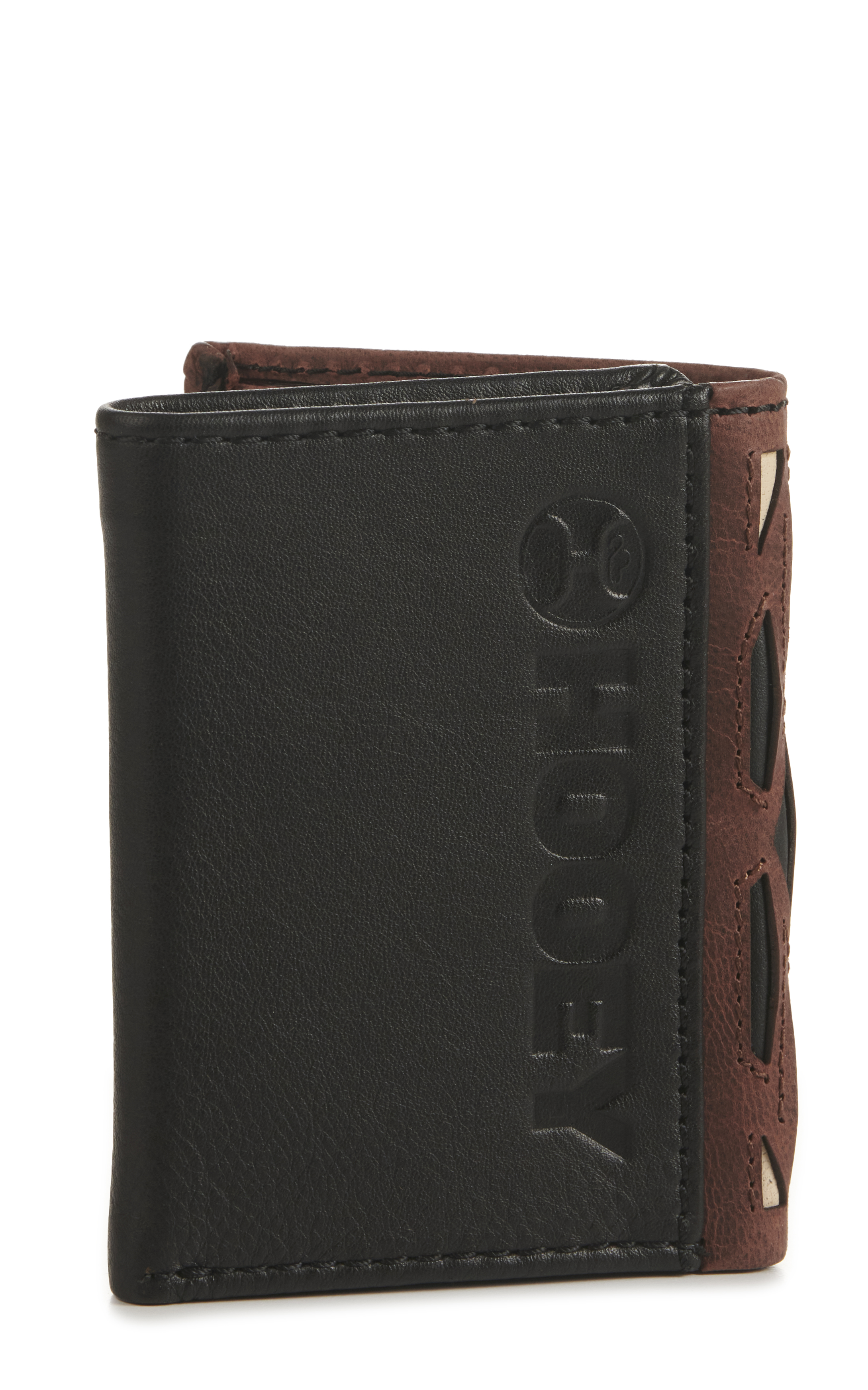 Hooey Men's Brown with Black, Red, and Ivory Aztec Print Tri-Fold Wallet - Image 1