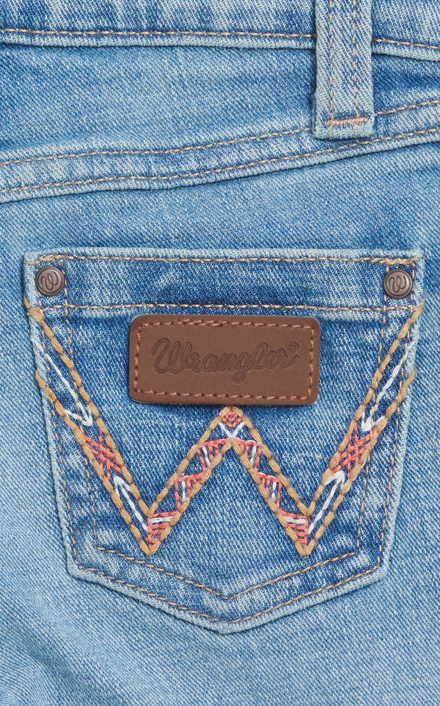 Wrangler Girl's Germaine Light Wash Tangerine W Embroidery Boot Cut Jeans - Image 1