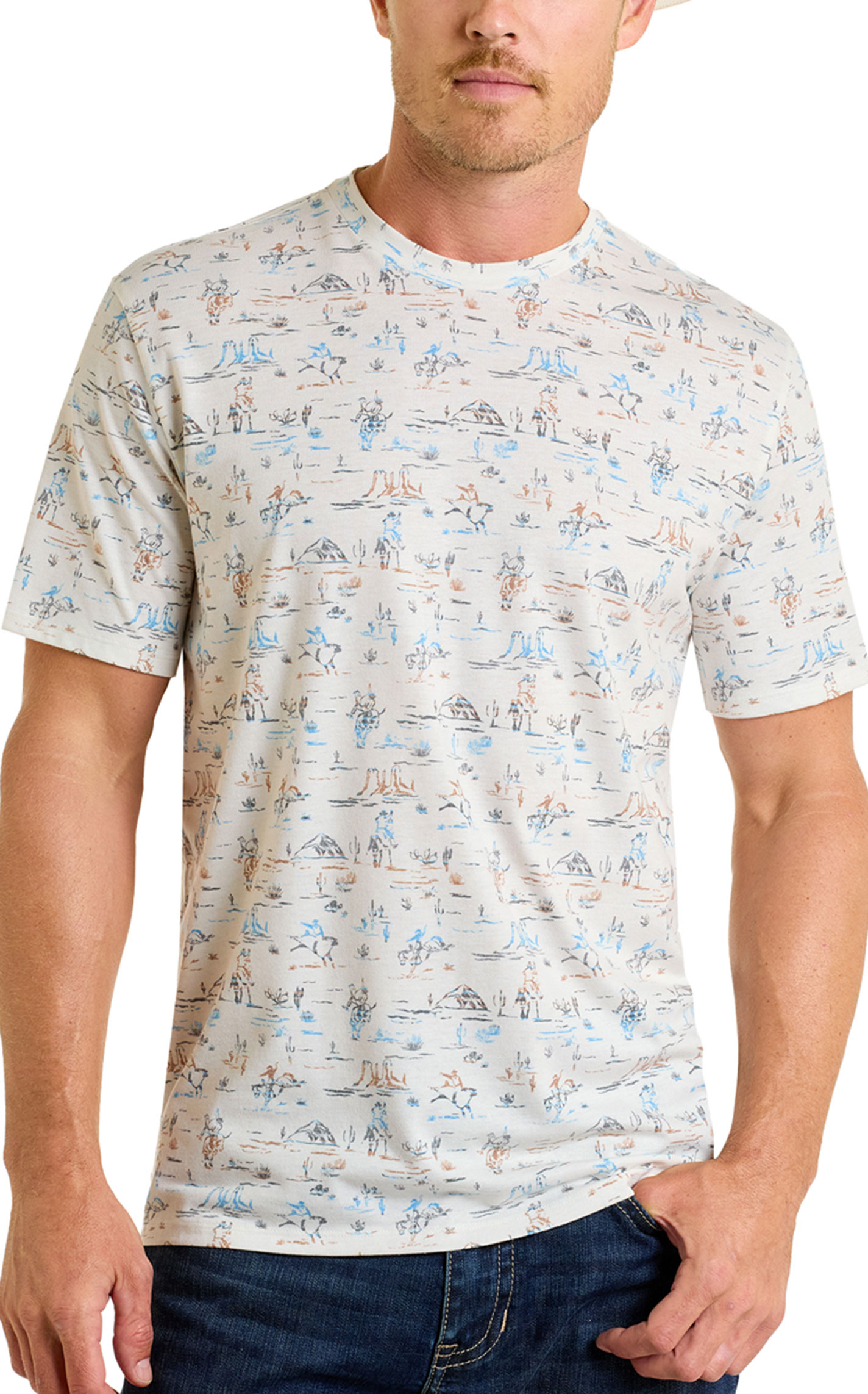 Rock & Roll Denim Men's White & Multi-Color Print T-Shirt - Image 1