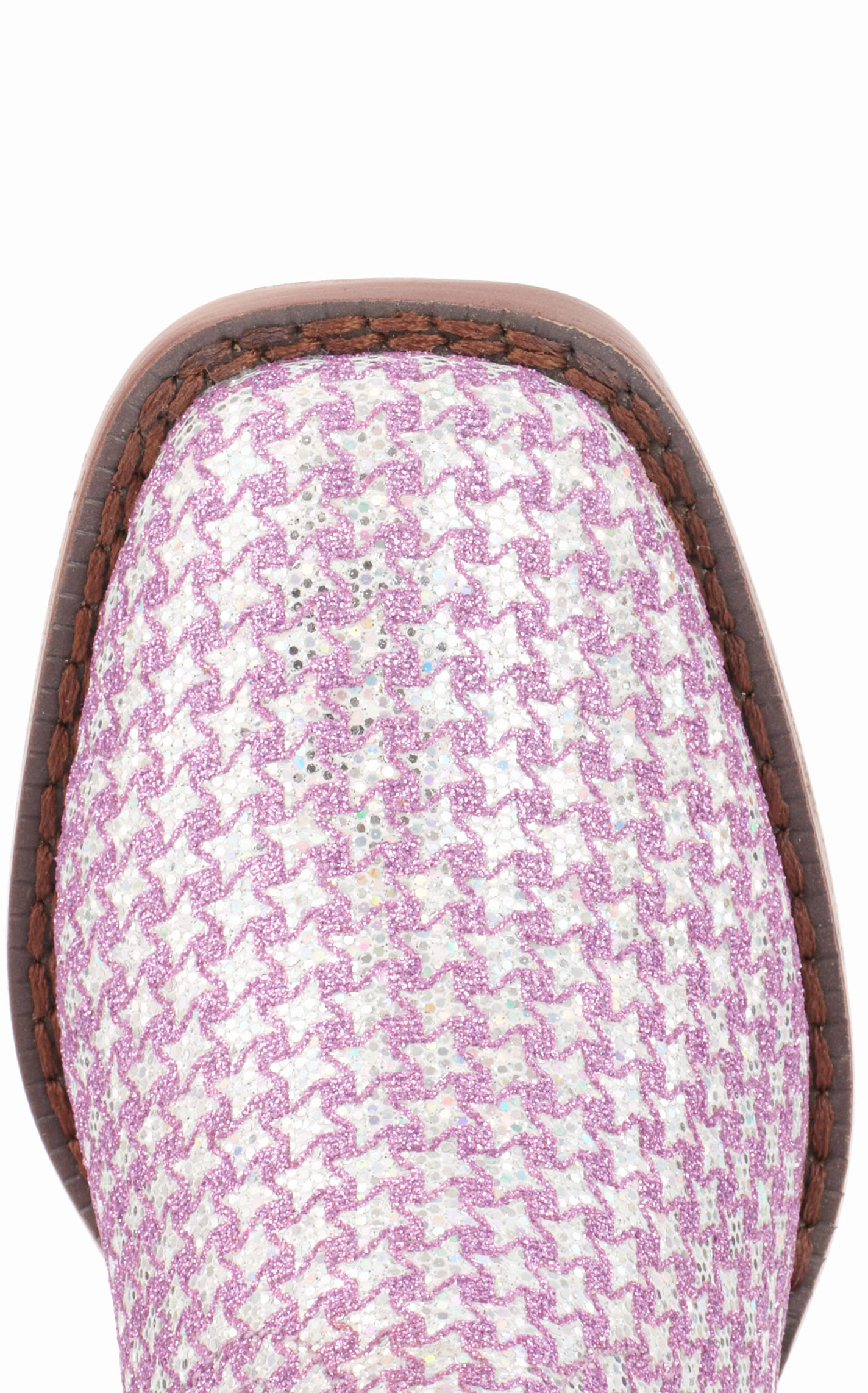 Roper Girls' Glitter Glam Metallic Purple Checkered Square Toe Cowboy Boots - Image 1