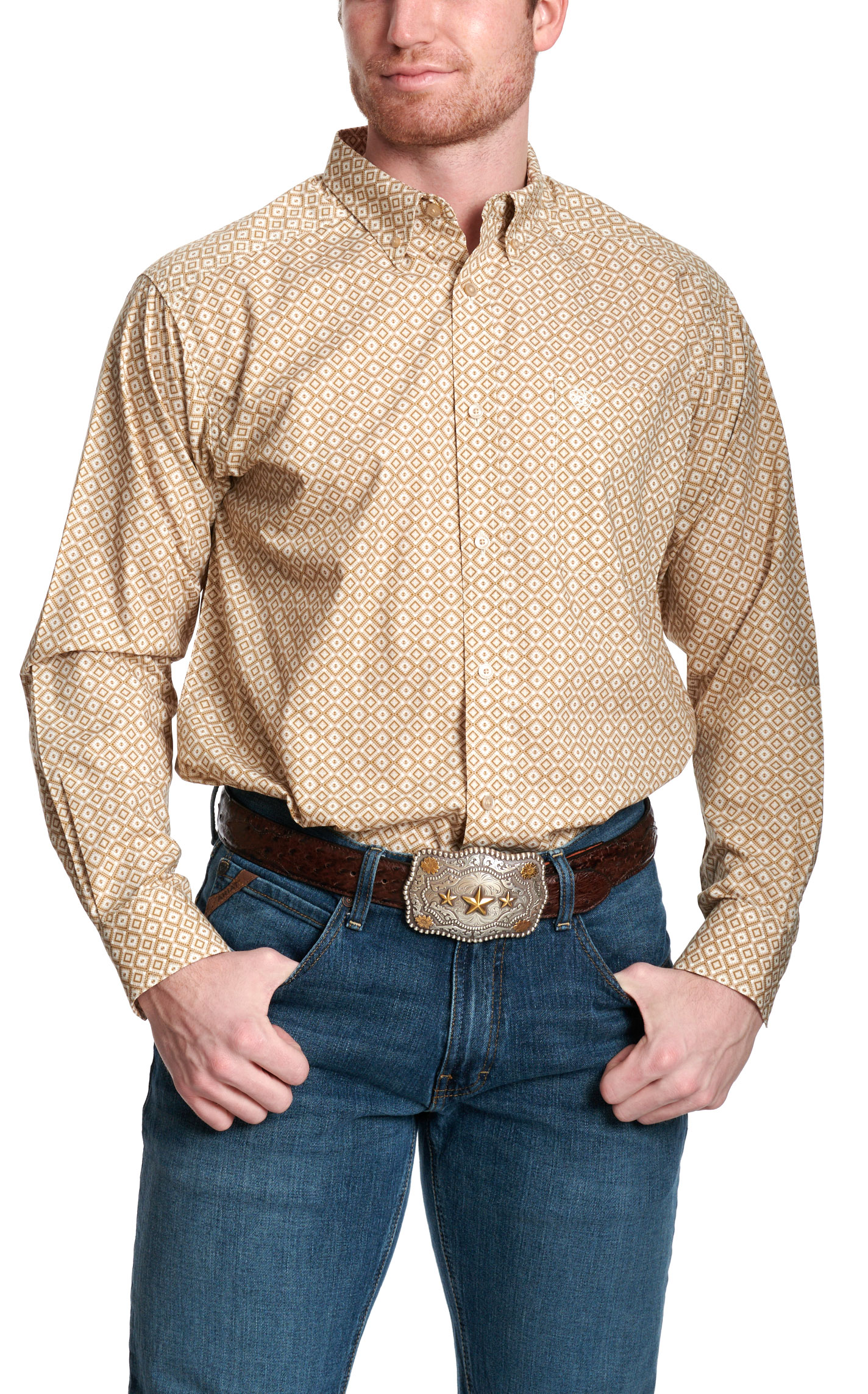 Ariat Men's Wayne Oxford Latte Aztec Western Shirt - Big & Tall Sizes - Image 1
