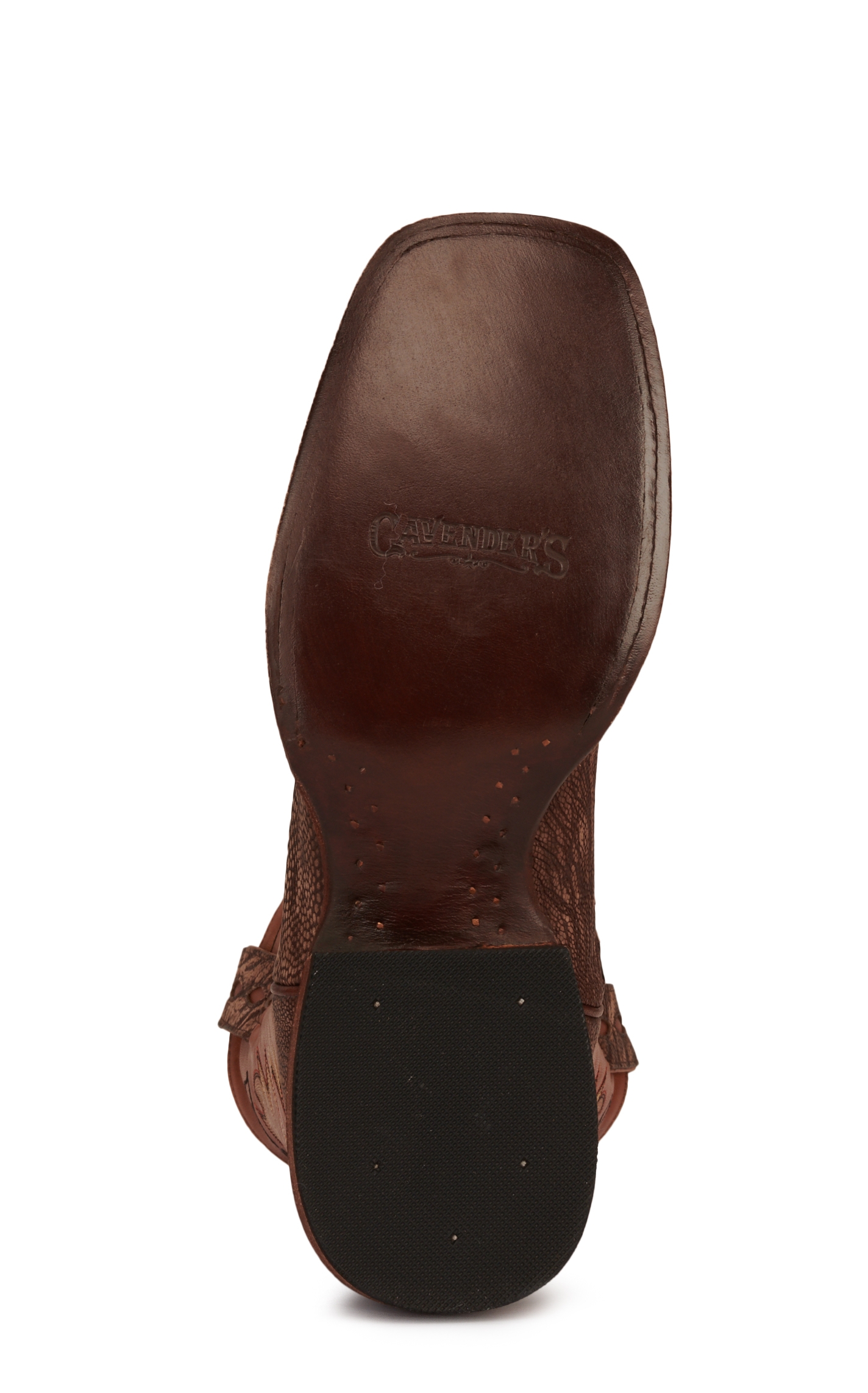Cavender's Men's Old Coffee Ostrich Leg and Cognac Wide Square Toe Exotic Cowboy Boots - Image 1