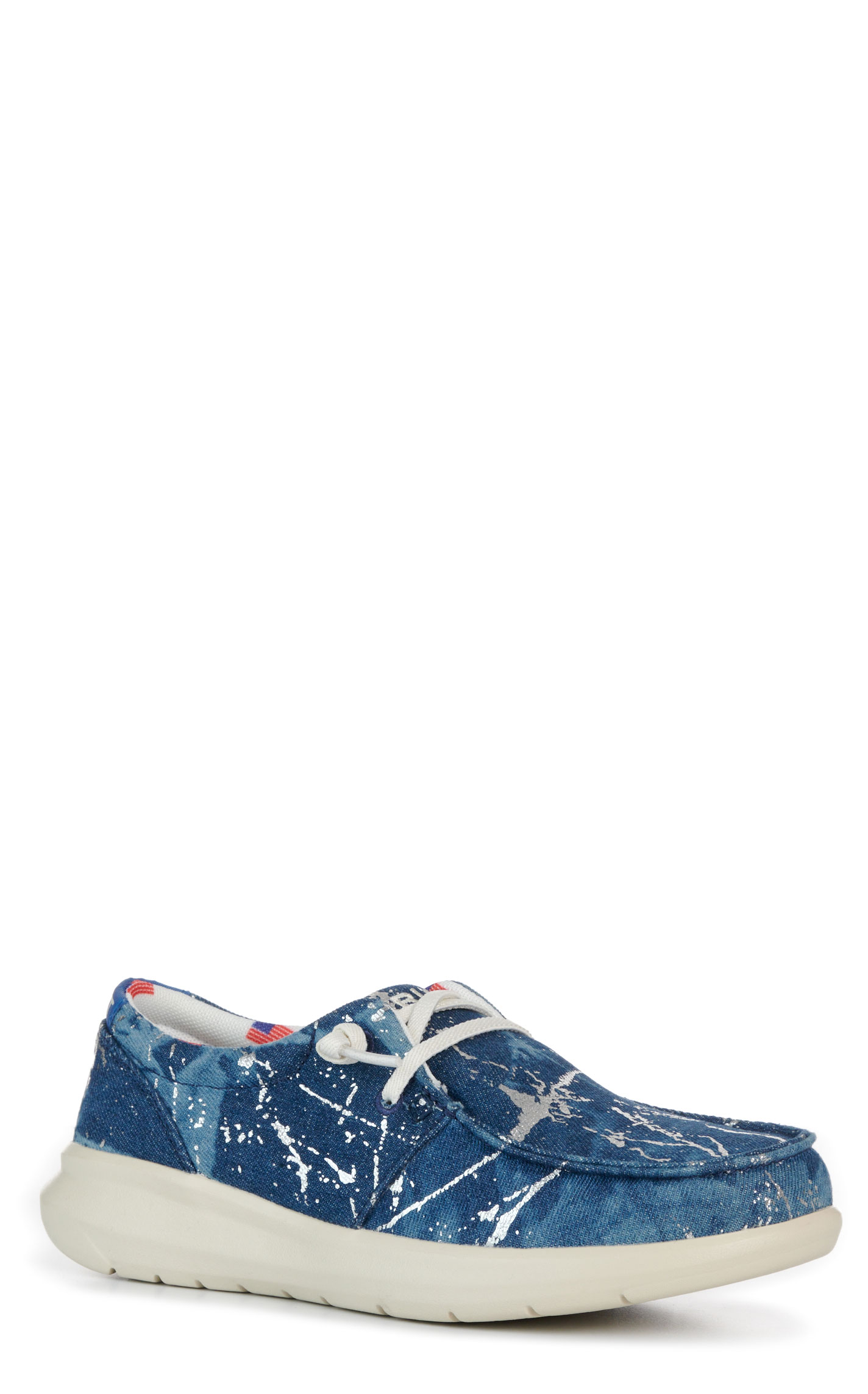 Ariat Women's Hilo Silver Splatter Denim Moc Toe Casual Shoes - Image 1