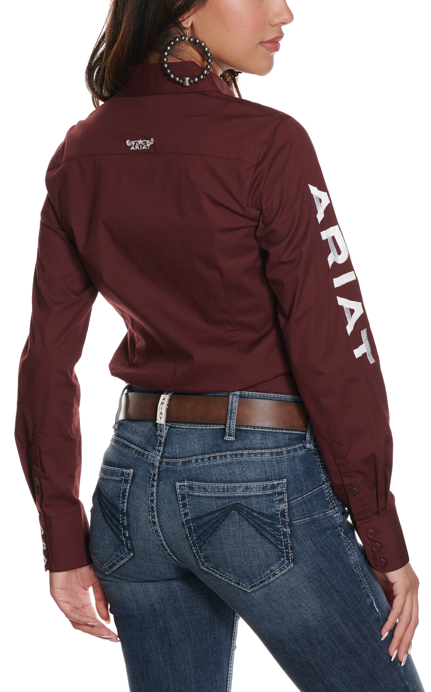 Ariat Women's Team Kirby Malbec with Embroidered Logos Long Sleeve Western Shirt - Image 1